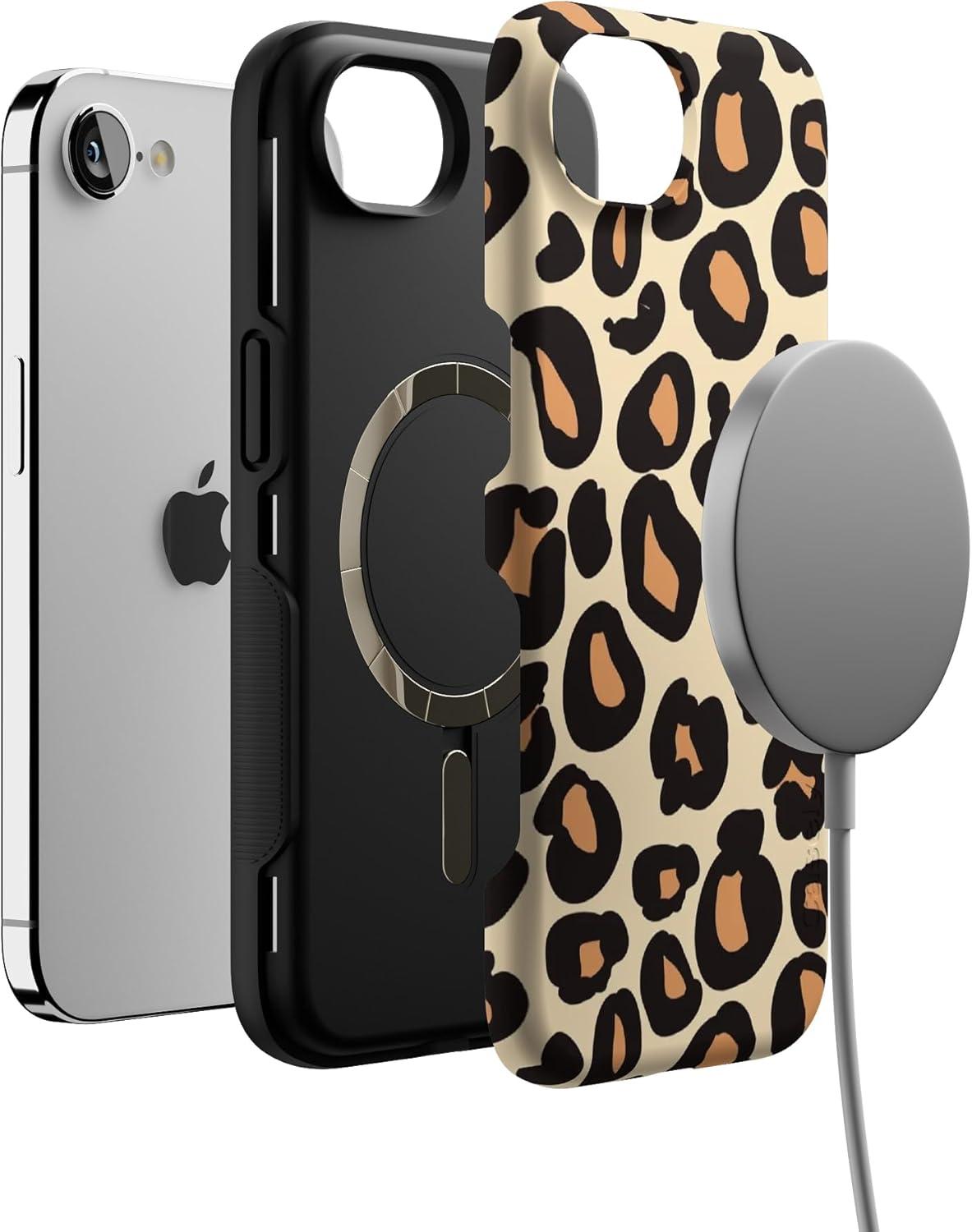 imageCasely iPhone 16e Case The Boyfriend Collection Army Green Bold Protective Design MagSafe Compatible DesignInto the Wild Leopard Print