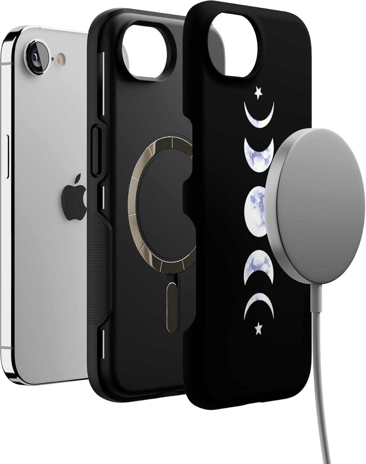 imageCasely iPhone 16e Case The Boyfriend Collection Army Green Bold Protective Design MagSafe Compatible DesignIts Just a Phase Marble Moon