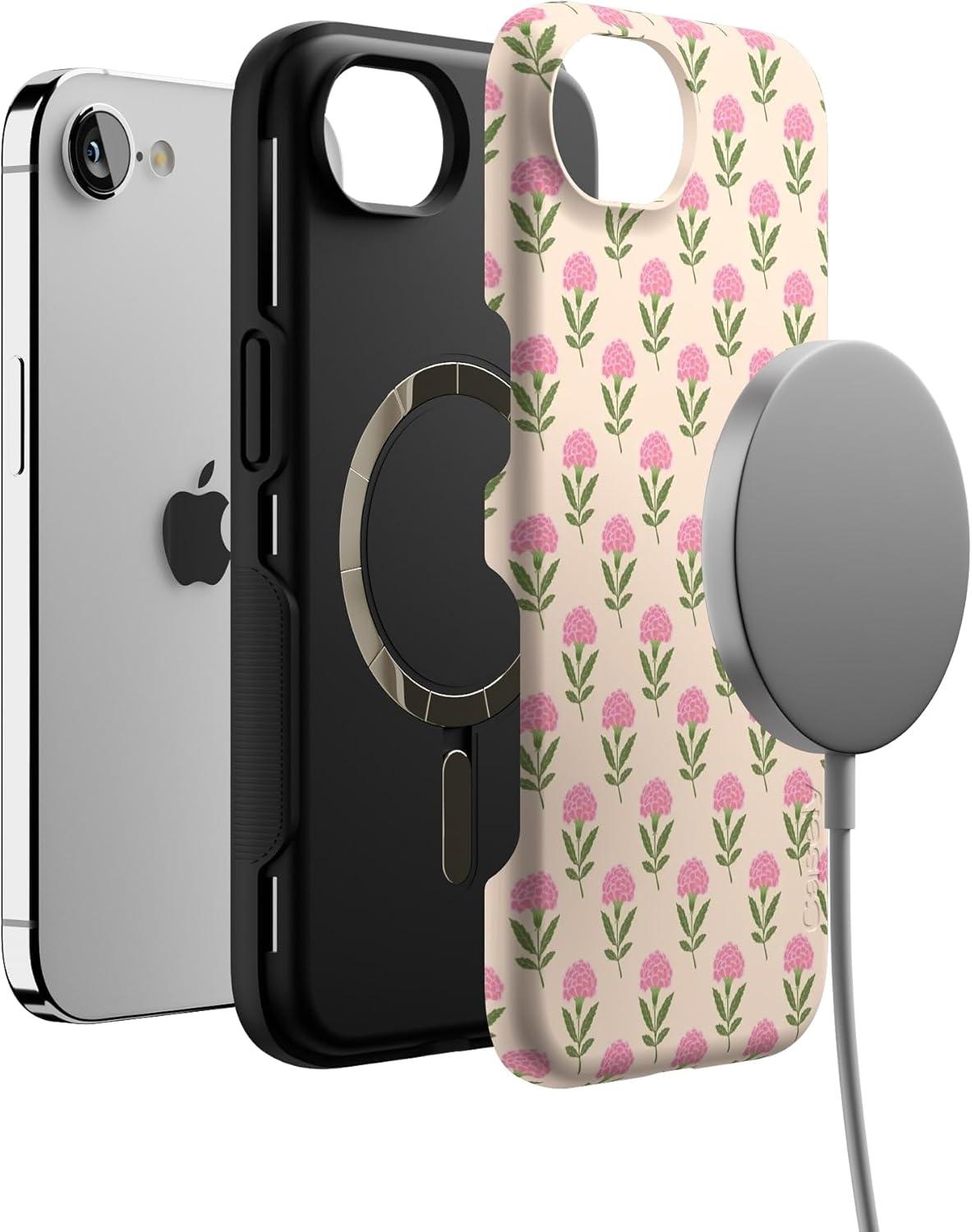 imageCasely iPhone 16e Case The Boyfriend Collection Army Green Bold Protective Design MagSafe Compatible DesignJennas Flowers Fun on Weekdays