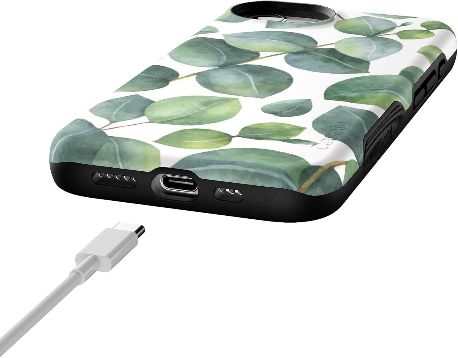 imageCasely iPhone 16e Case The Boyfriend Collection Army Green Bold Protective Design MagSafe Compatible DesignLeaf Me Alone Green Floral Print