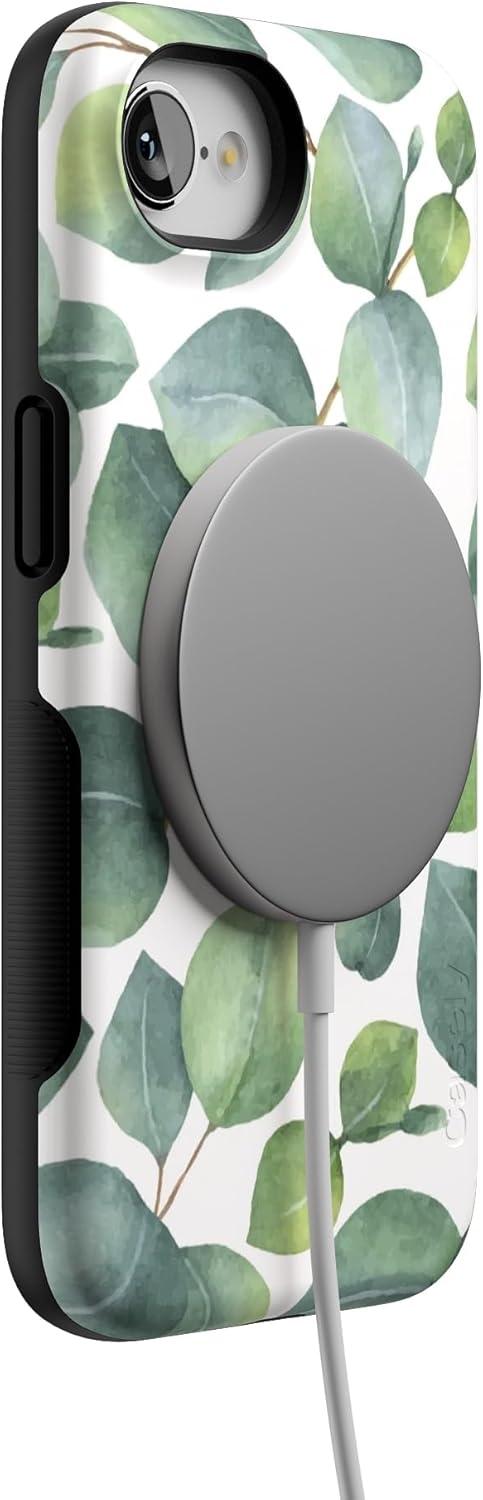 imageCasely iPhone 16e Case The Boyfriend Collection Army Green Bold Protective Design MagSafe Compatible DesignLeaf Me Alone Green Floral Print