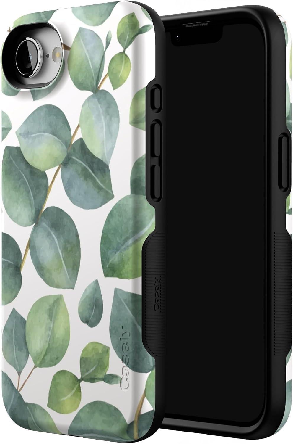 imageCasely iPhone 16e Case The Boyfriend Collection Army Green Bold Protective Design MagSafe Compatible DesignLeaf Me Alone Green Floral Print