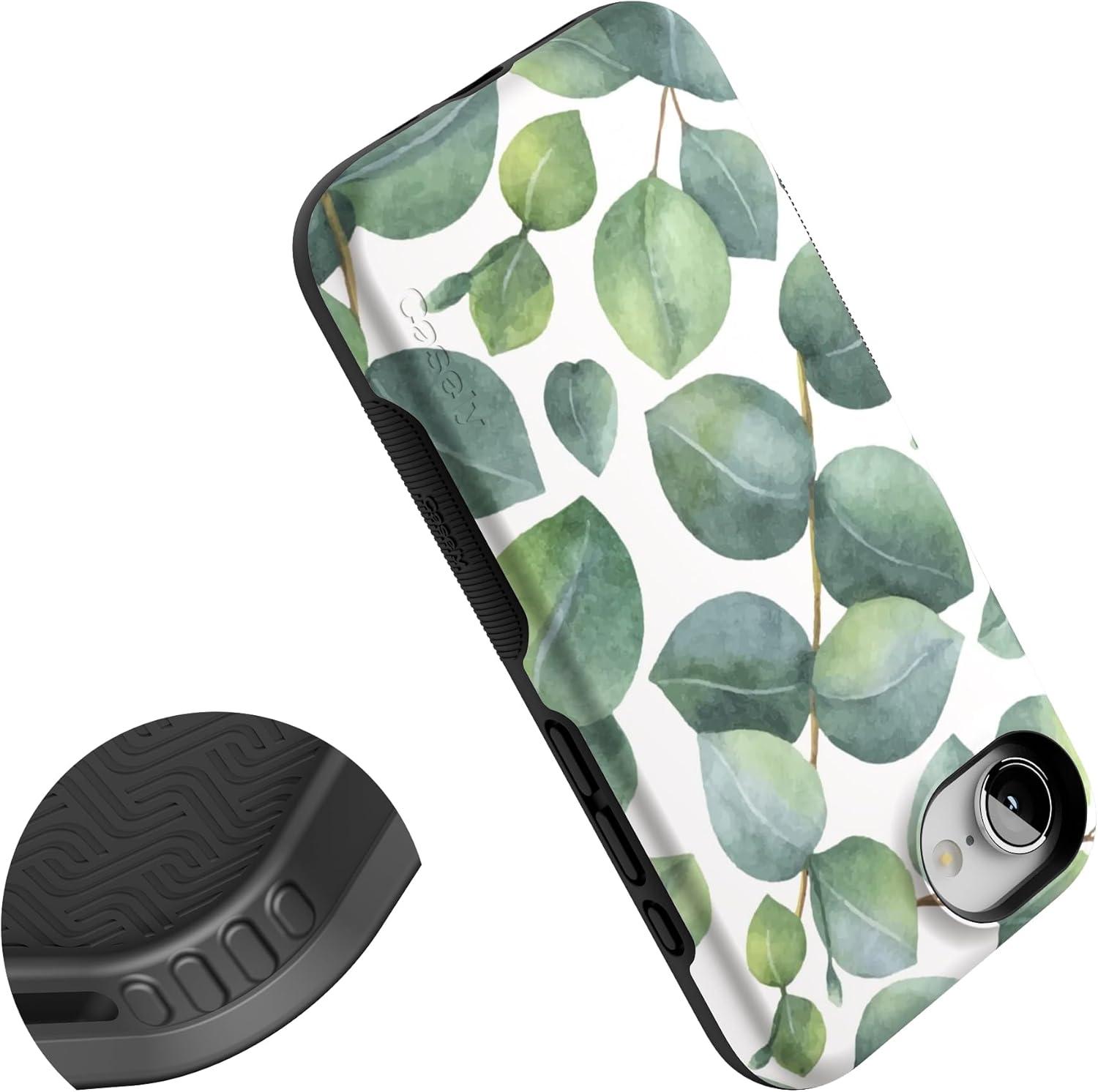 imageCasely iPhone 16e Case The Boyfriend Collection Army Green Bold Protective Design MagSafe Compatible DesignLeaf Me Alone Green Floral Print
