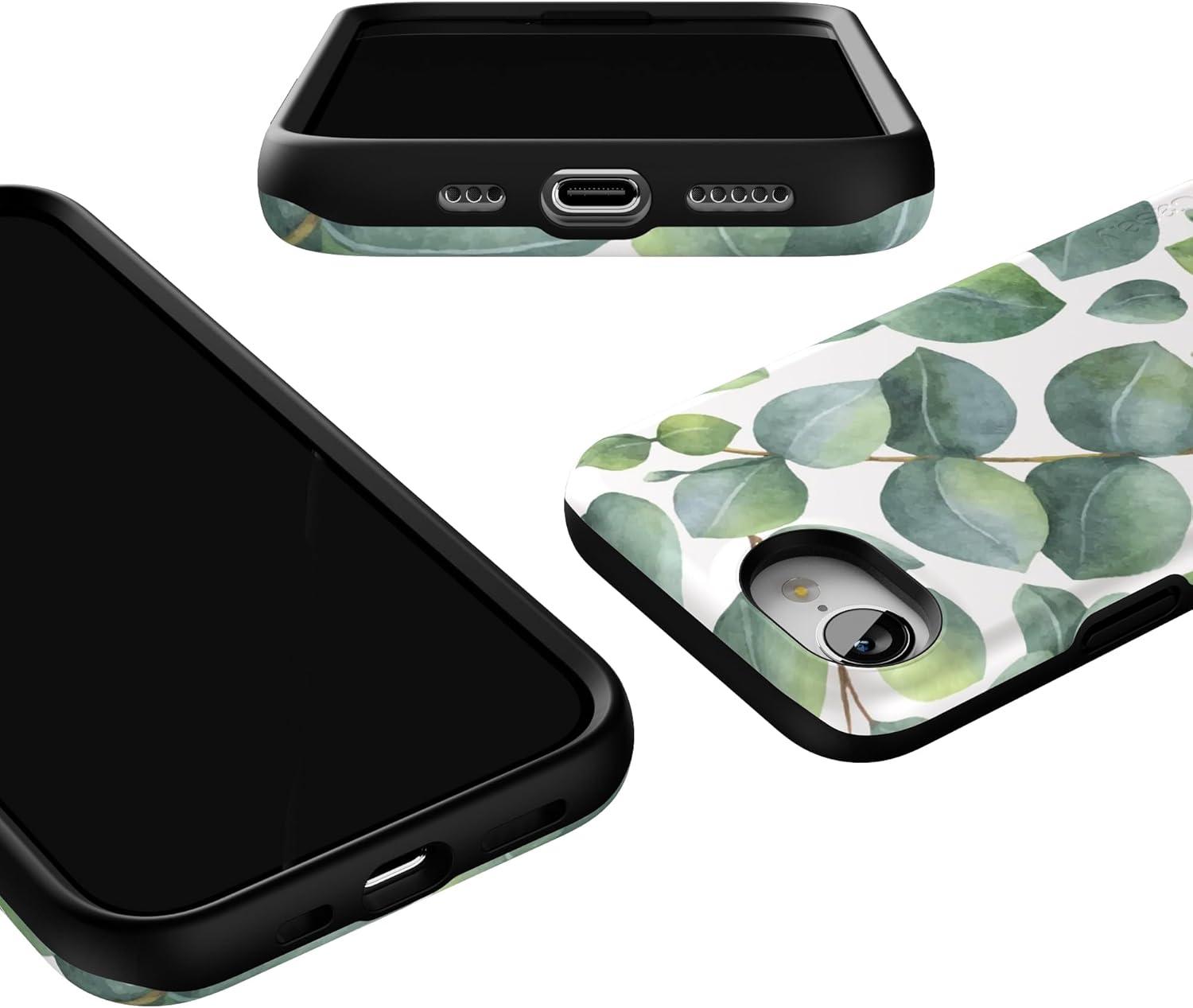 imageCasely iPhone 16e Case The Boyfriend Collection Army Green Bold Protective Design MagSafe Compatible DesignLeaf Me Alone Green Floral Print