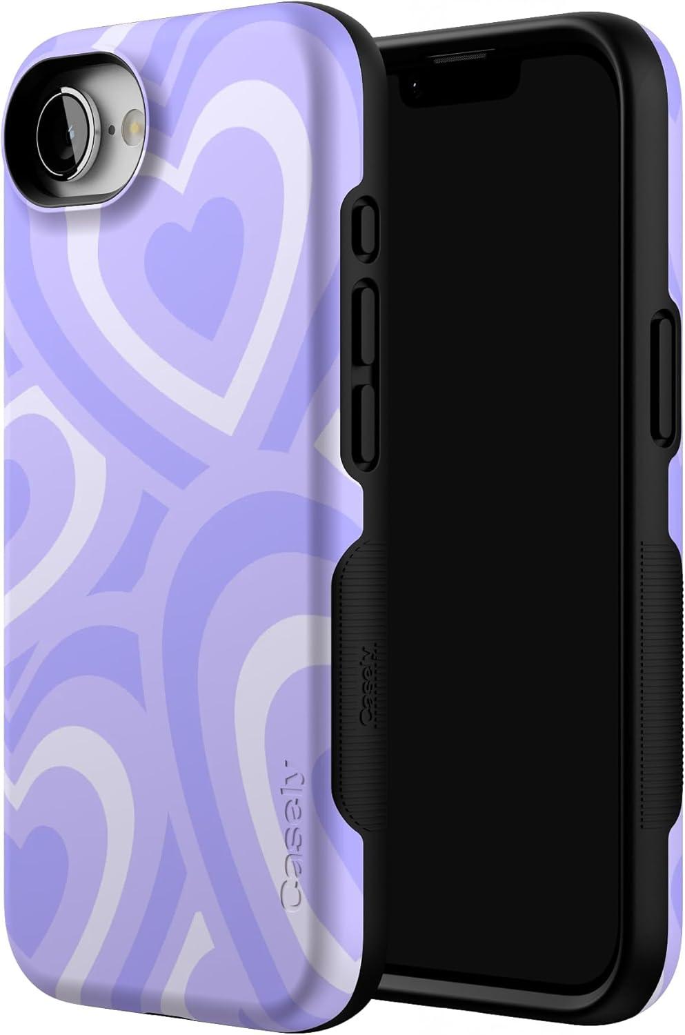imageCasely iPhone 16e Case The Boyfriend Collection Army Green Bold Protective Design MagSafe Compatible DesignLove Song Lavender Heart