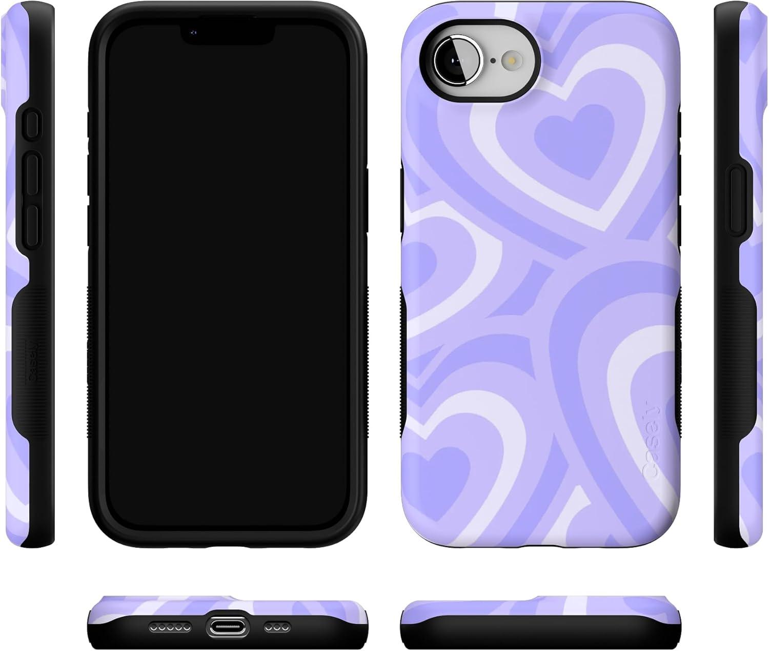imageCasely iPhone 16e Case The Boyfriend Collection Army Green Bold Protective Design MagSafe Compatible DesignLove Song Lavender Heart