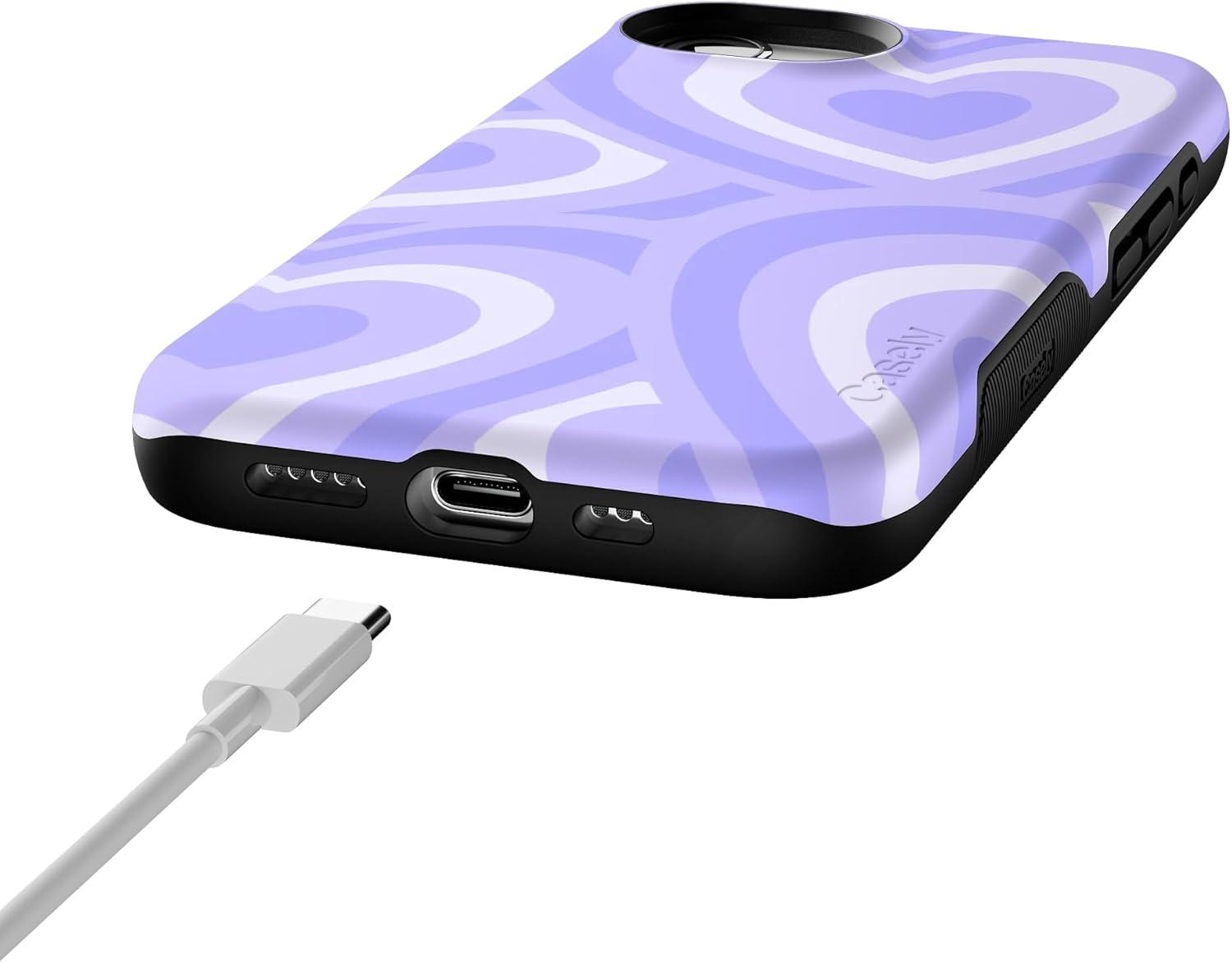 imageCasely iPhone 16e Case The Boyfriend Collection Army Green Bold Protective Design MagSafe Compatible DesignLove Song Lavender Heart