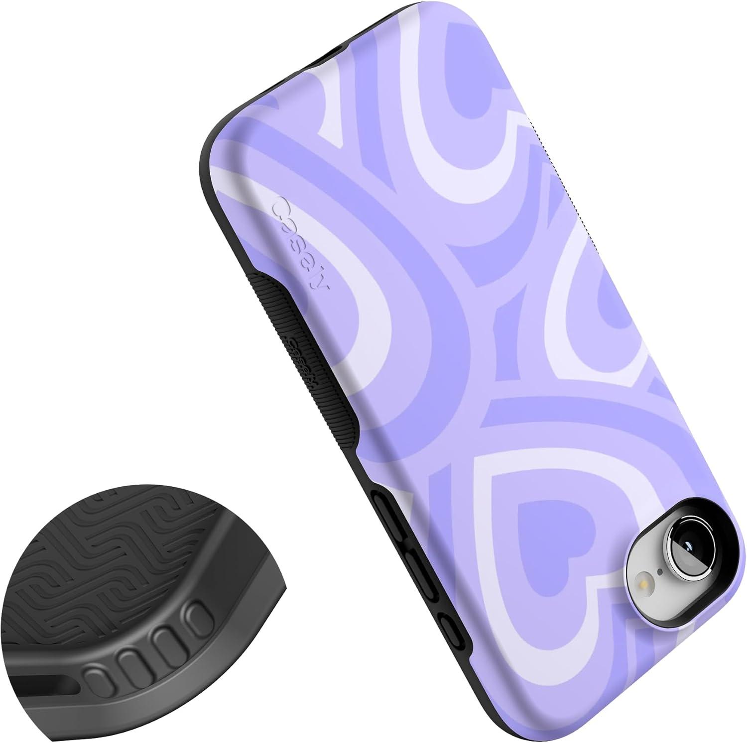 imageCasely iPhone 16e Case The Boyfriend Collection Army Green Bold Protective Design MagSafe Compatible DesignLove Song Lavender Heart