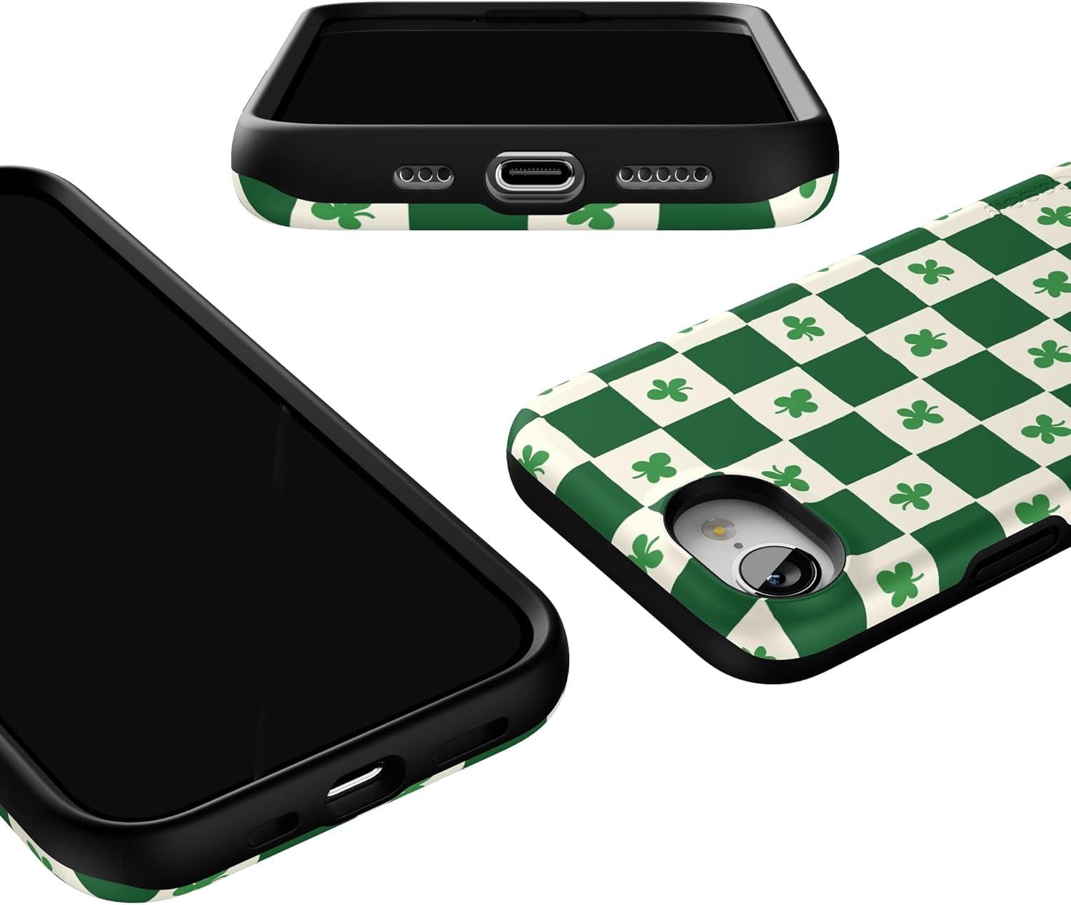 imageCasely iPhone 16e Case The Boyfriend Collection Army Green Bold Protective Design MagSafe Compatible DesignLucky You Shamrock