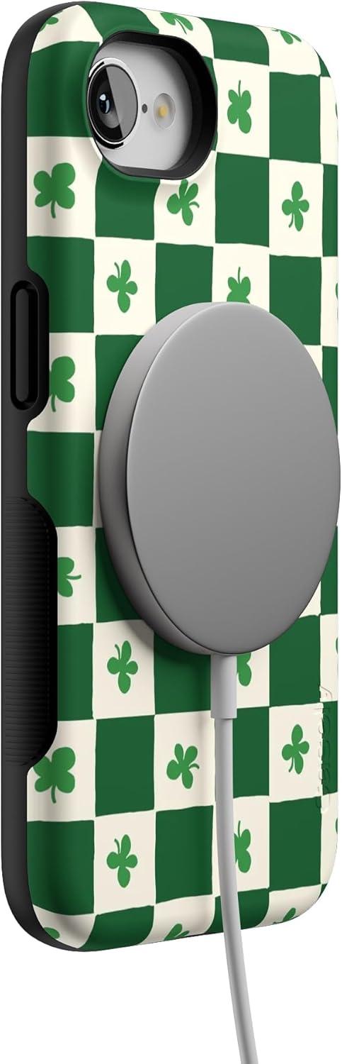 imageCasely iPhone 16e Case The Boyfriend Collection Army Green Bold Protective Design MagSafe Compatible DesignLucky You Shamrock