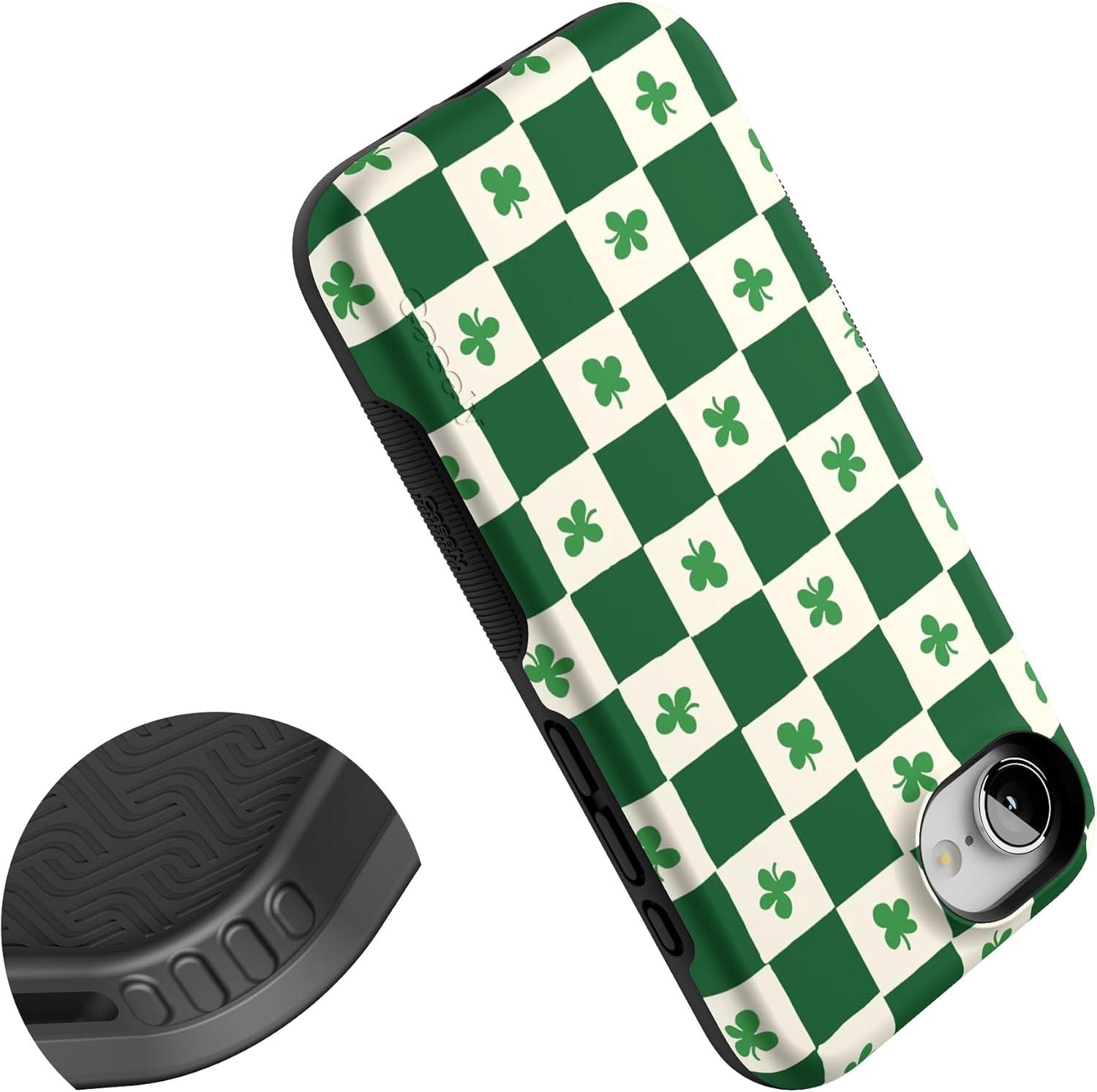 imageCasely iPhone 16e Case The Boyfriend Collection Army Green Bold Protective Design MagSafe Compatible DesignLucky You Shamrock
