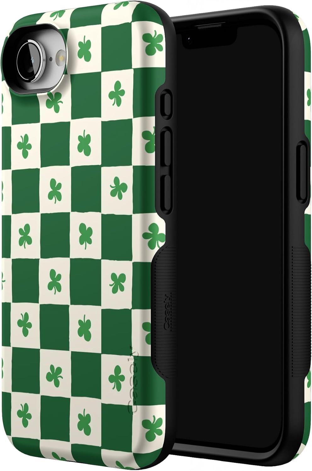 imageCasely iPhone 16e Case The Boyfriend Collection Army Green Bold Protective Design MagSafe Compatible DesignLucky You Shamrock