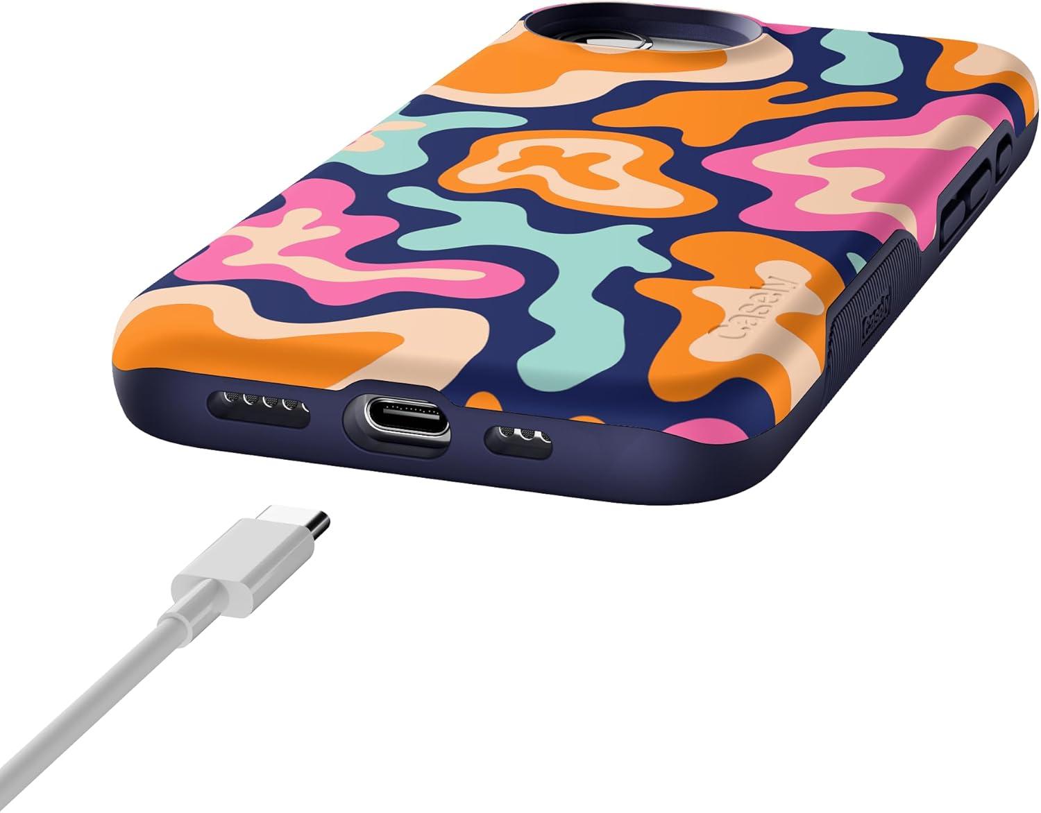 imageCasely iPhone 16e Case The Boyfriend Collection Army Green Bold Protective Design MagSafe Compatible DesignMidnight Color Splash Abstract Retro