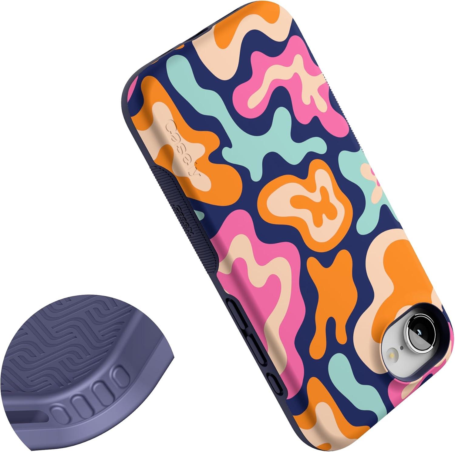 imageCasely iPhone 16e Case The Boyfriend Collection Army Green Bold Protective Design MagSafe Compatible DesignMidnight Color Splash Abstract Retro