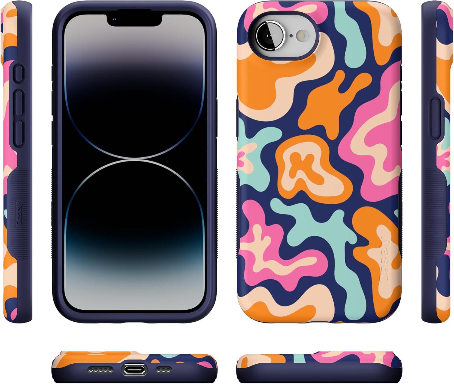 imageCasely iPhone 16e Case The Boyfriend Collection Army Green Bold Protective Design MagSafe Compatible DesignMidnight Color Splash Abstract Retro