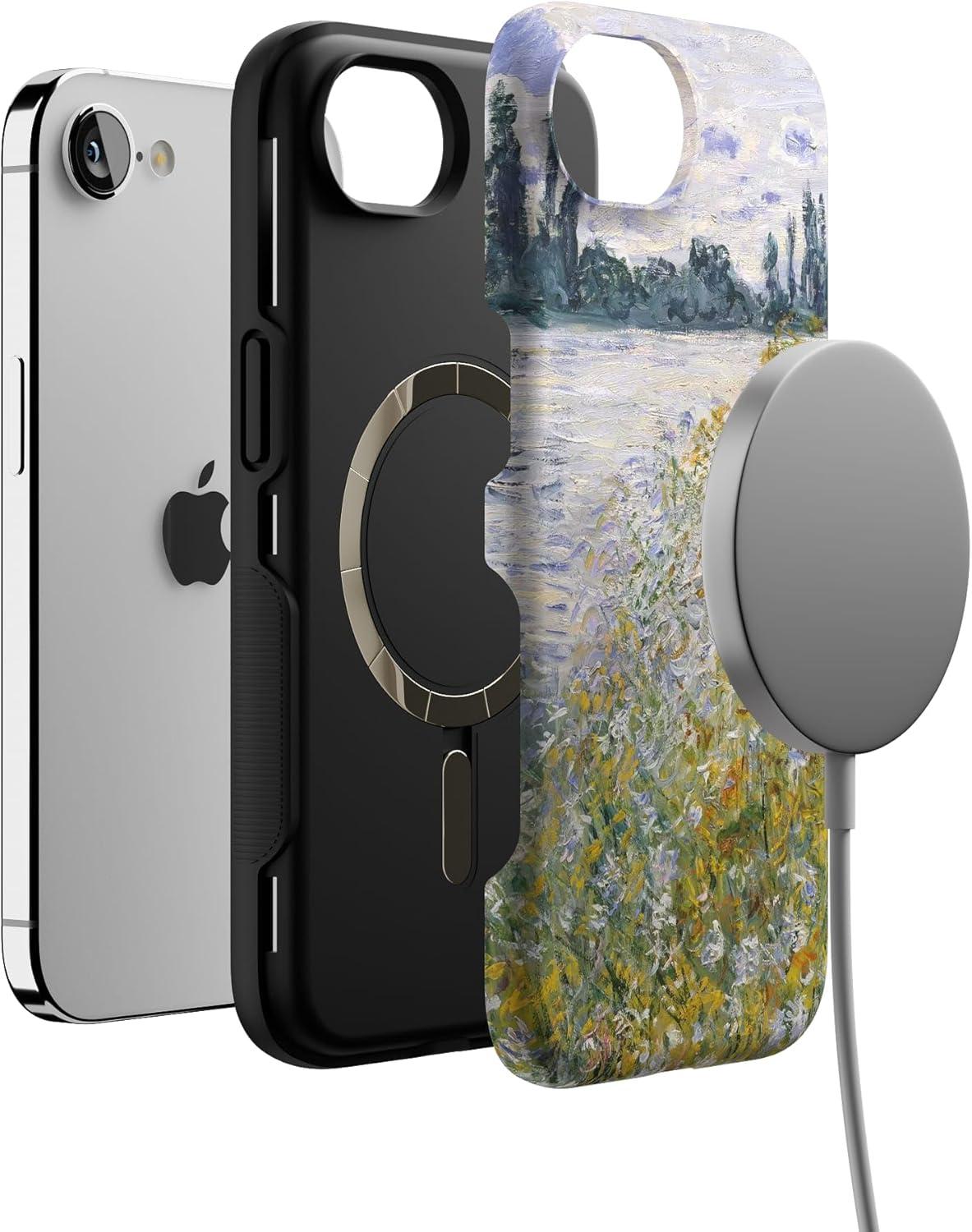 imageCasely iPhone 16e Case The Boyfriend Collection Army Green Bold Protective Design MagSafe Compatible DesignMonets Summer Landscape The Met Museum