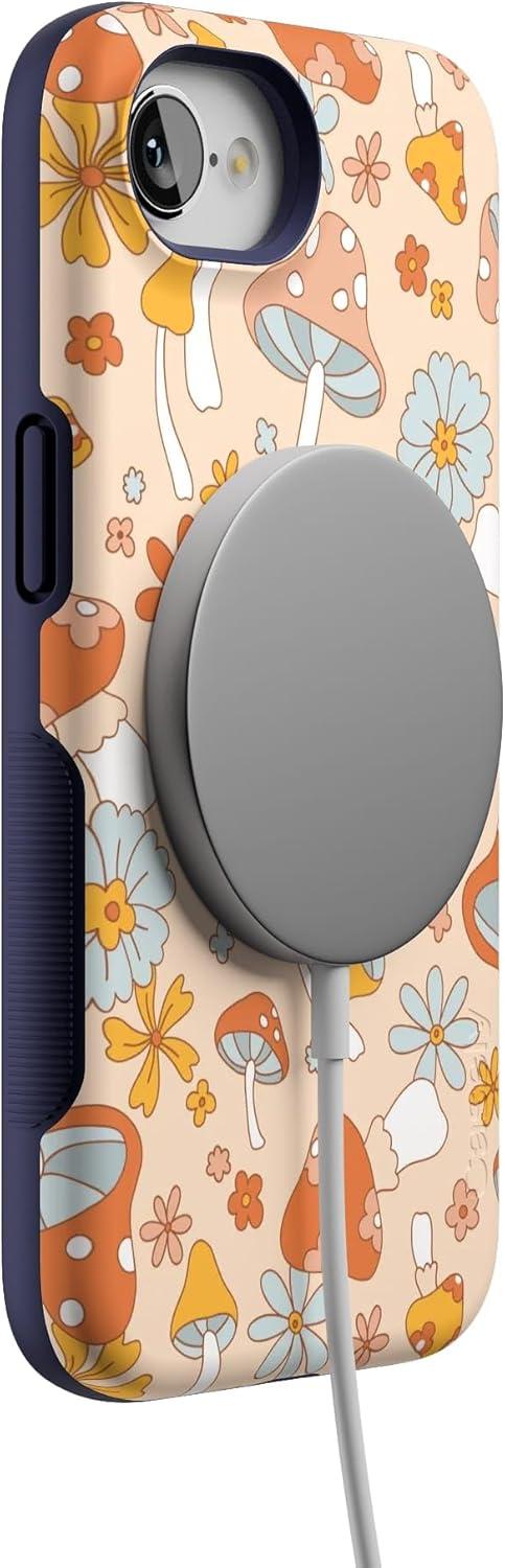 imageCasely iPhone 16e Case The Boyfriend Collection Army Green Bold Protective Design MagSafe Compatible DesignMushroom Magic Retro Floral