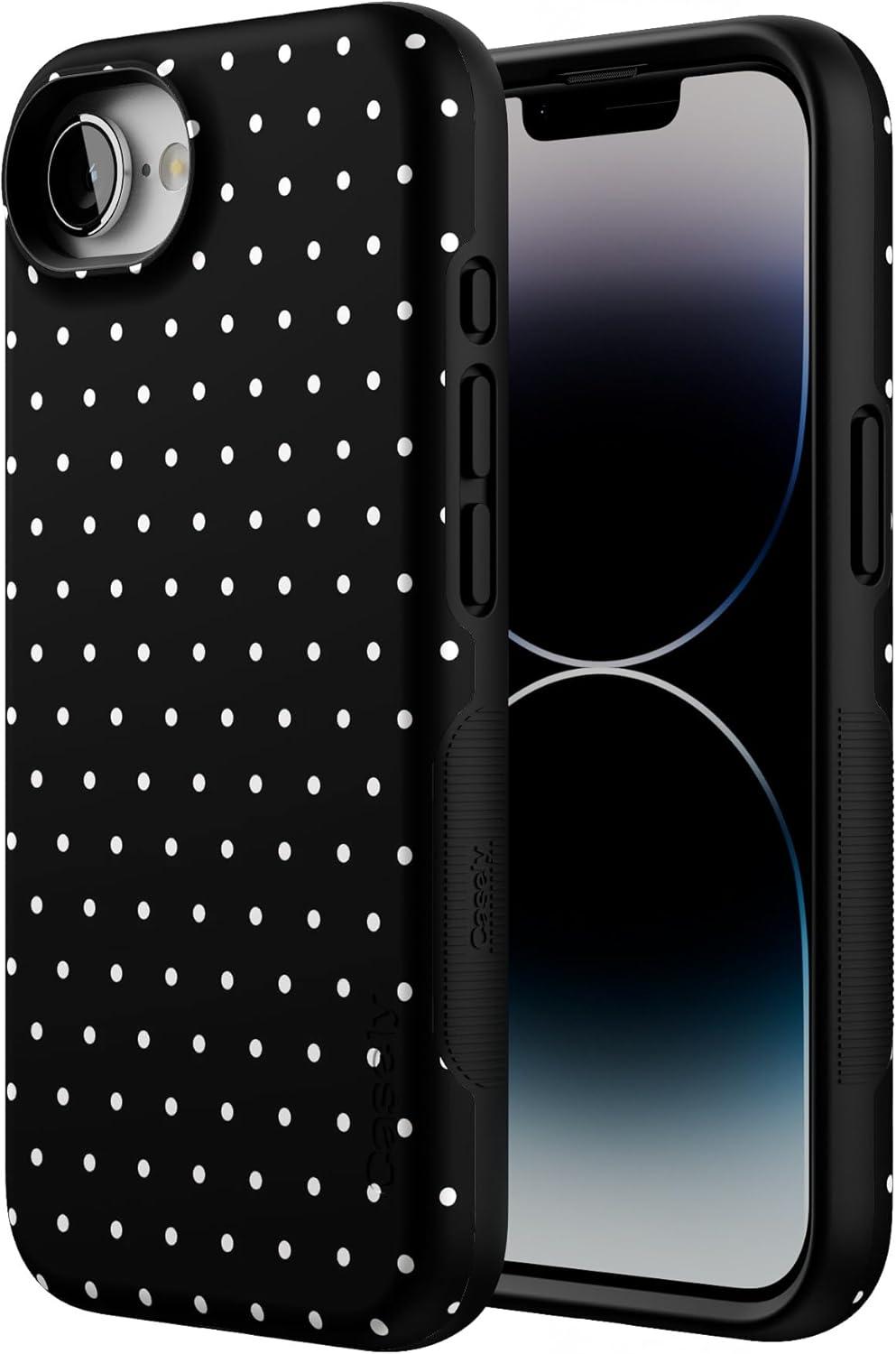 imageCasely iPhone 16e Case The Boyfriend Collection Army Green Bold Protective Design MagSafe Compatible DesignOn the Dot Black Polka Dot