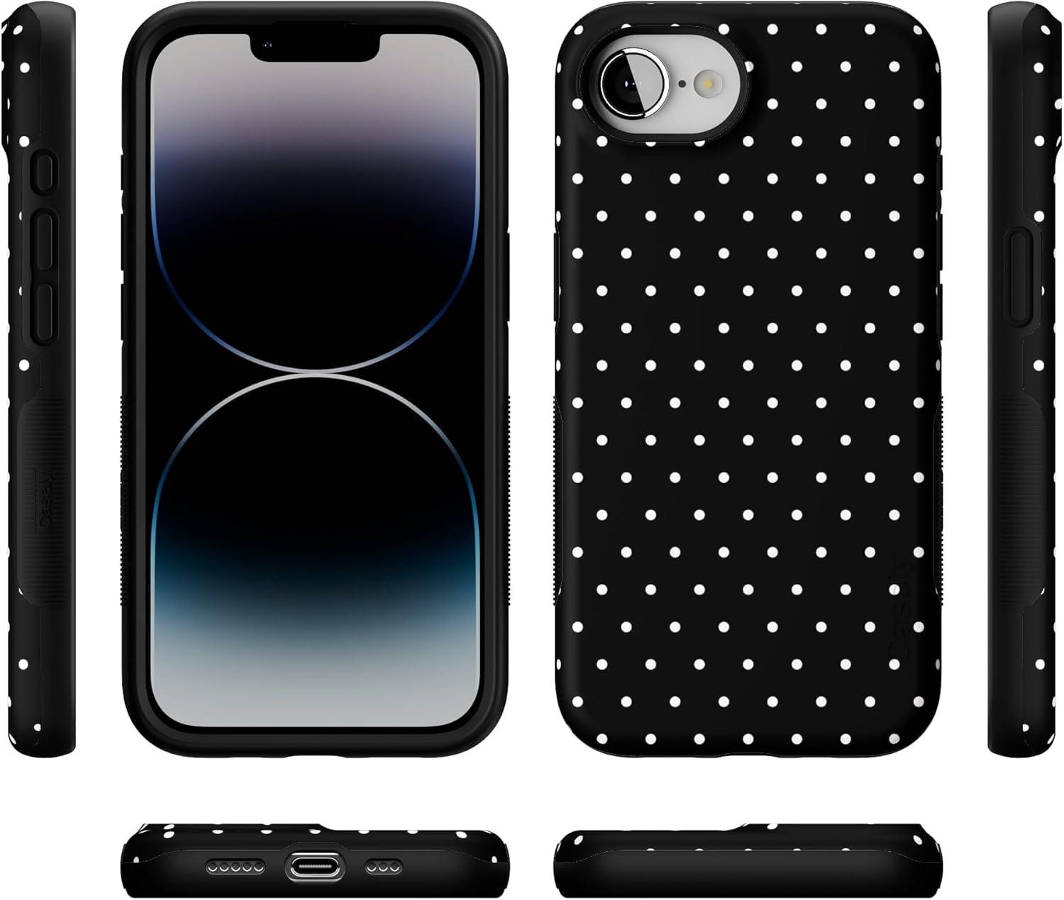 imageCasely iPhone 16e Case The Boyfriend Collection Army Green Bold Protective Design MagSafe Compatible DesignOn the Dot Black Polka Dot