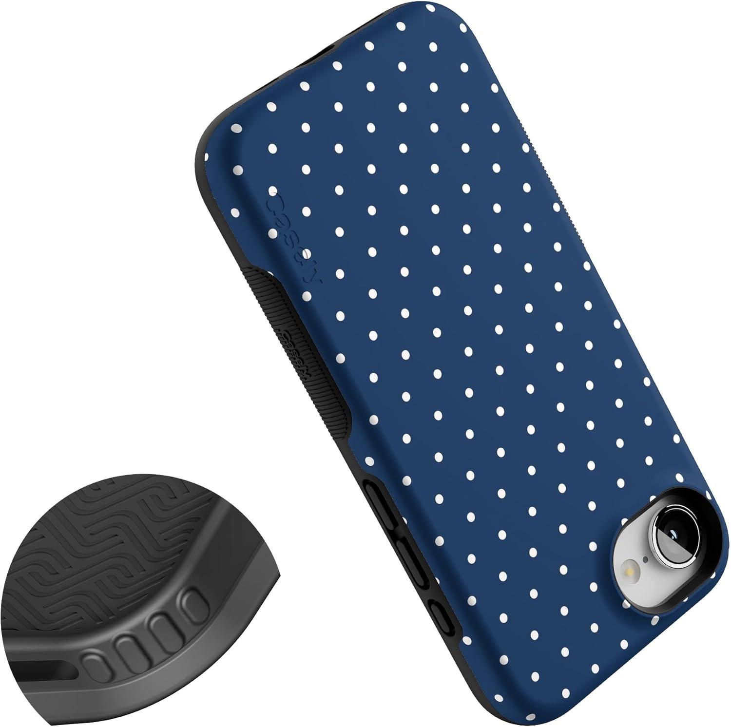imageCasely iPhone 16e Case The Boyfriend Collection Army Green Bold Protective Design MagSafe Compatible DesignOn the Dot Navy Polka Dot