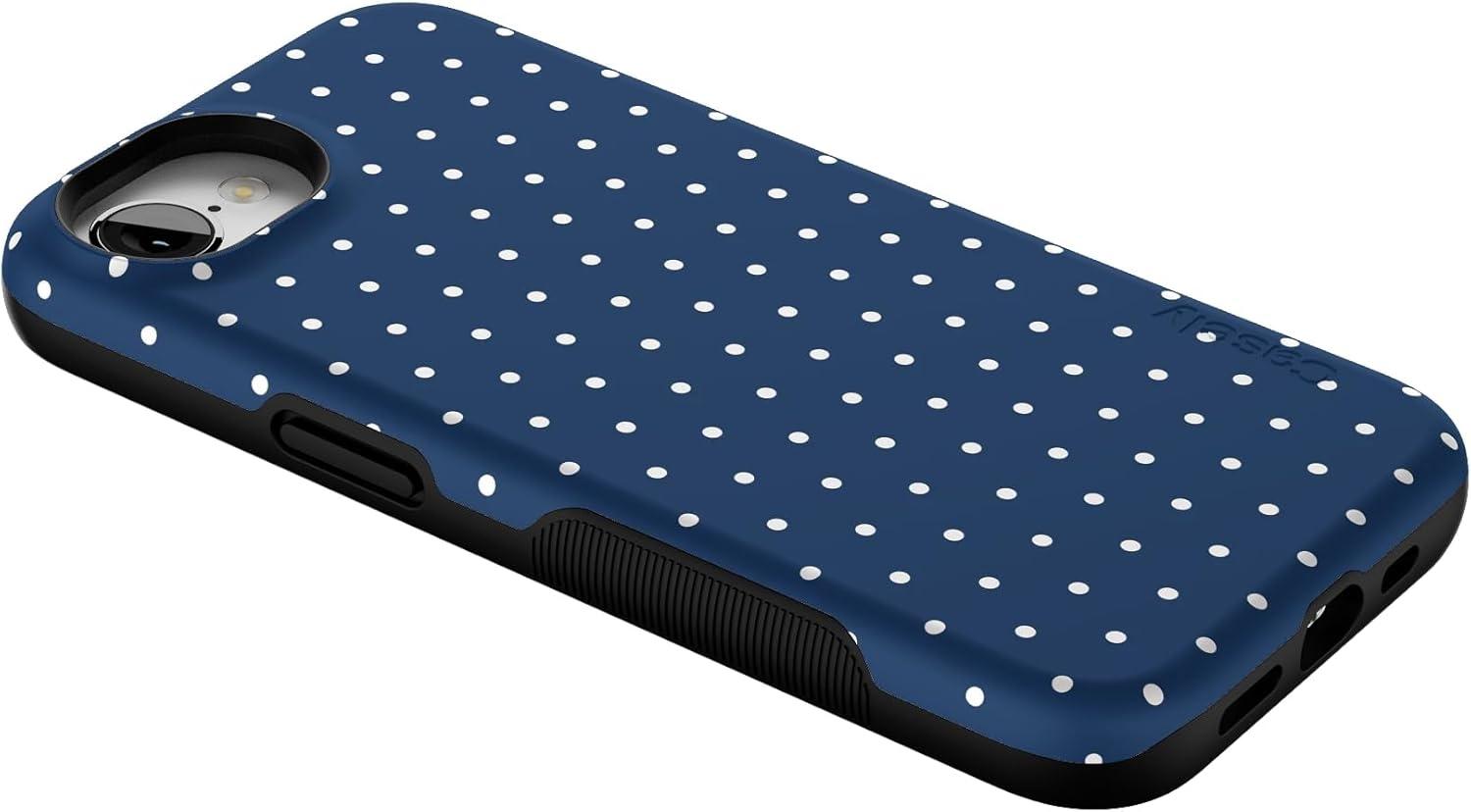 imageCasely iPhone 16e Case The Boyfriend Collection Army Green Bold Protective Design MagSafe Compatible DesignOn the Dot Navy Polka Dot