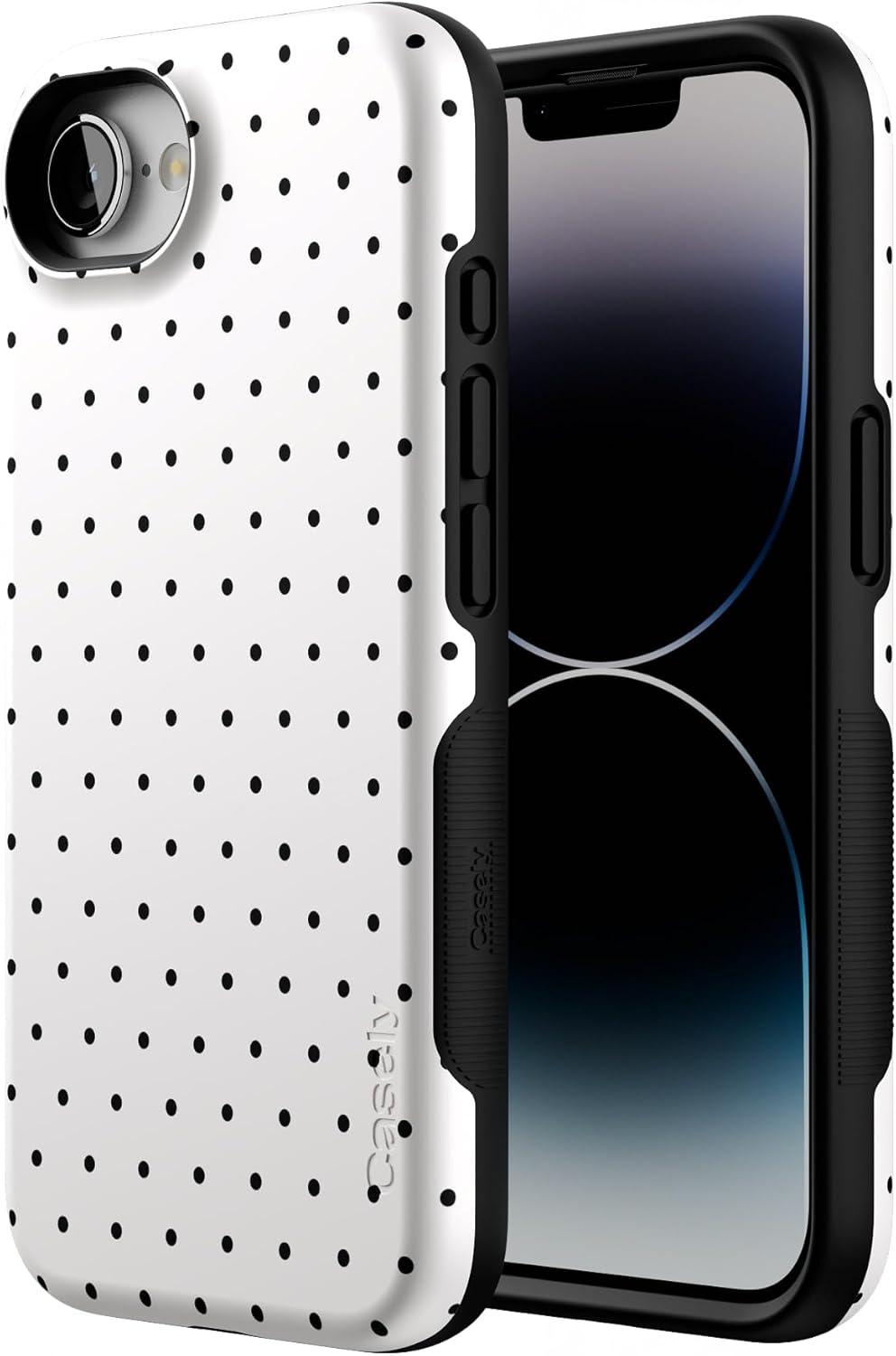 imageCasely iPhone 16e Case The Boyfriend Collection Army Green Bold Protective Design MagSafe Compatible DesignOn the Dot White Polka Dot
