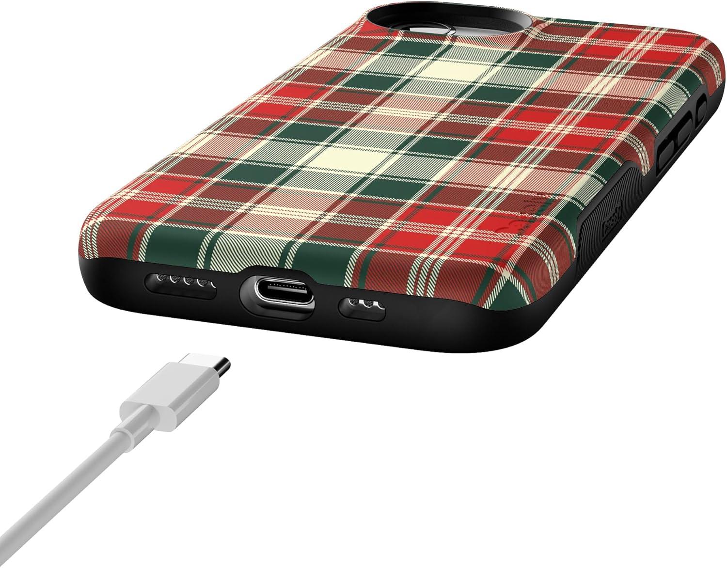 imageCasely iPhone 16e Case The Boyfriend Collection Army Green Bold Protective Design MagSafe Compatible DesignPlaid Proper Signature Plaid