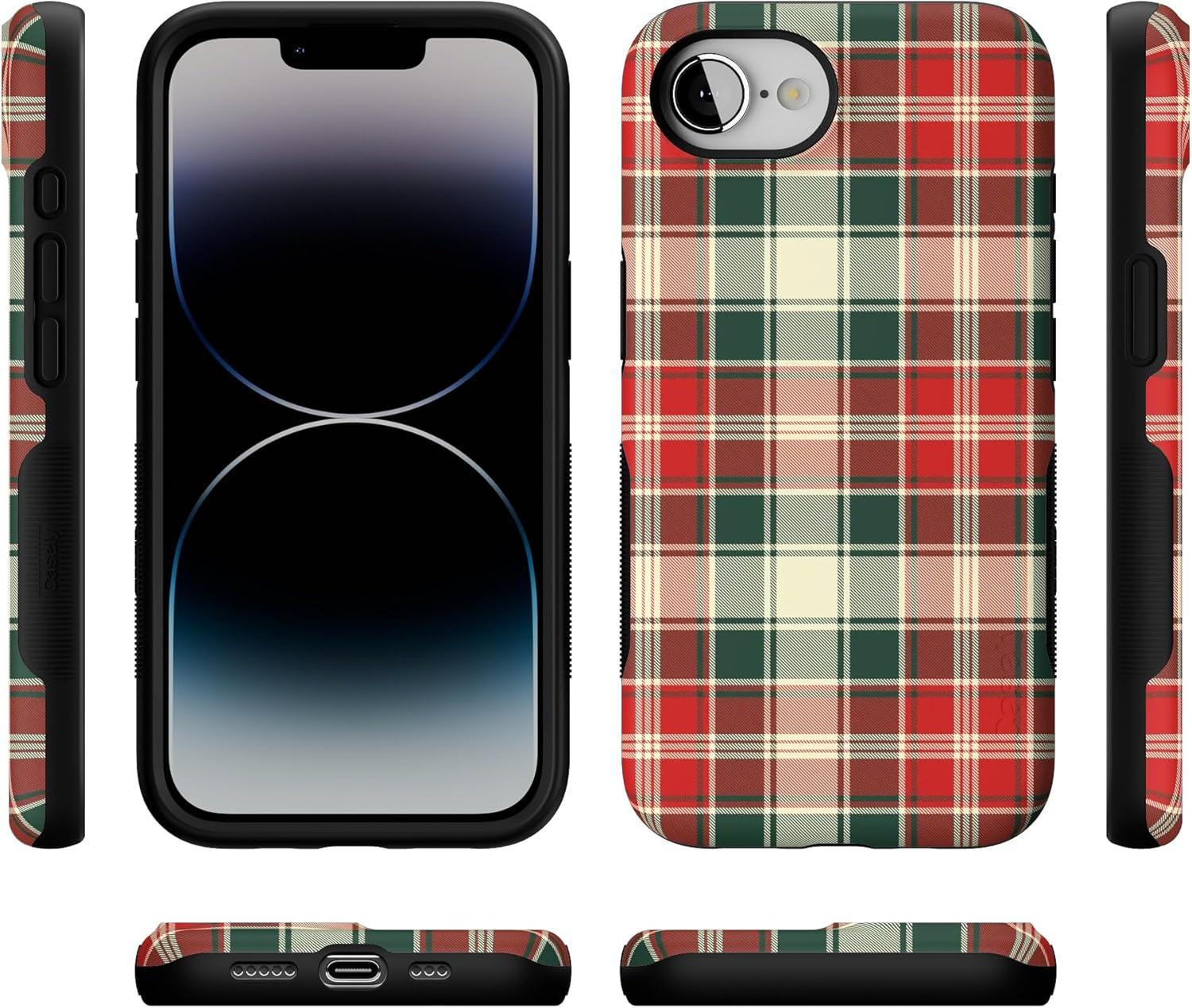 imageCasely iPhone 16e Case The Boyfriend Collection Army Green Bold Protective Design MagSafe Compatible DesignPlaid Proper Signature Plaid