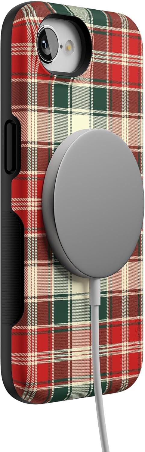 imageCasely iPhone 16e Case The Boyfriend Collection Army Green Bold Protective Design MagSafe Compatible DesignPlaid Proper Signature Plaid