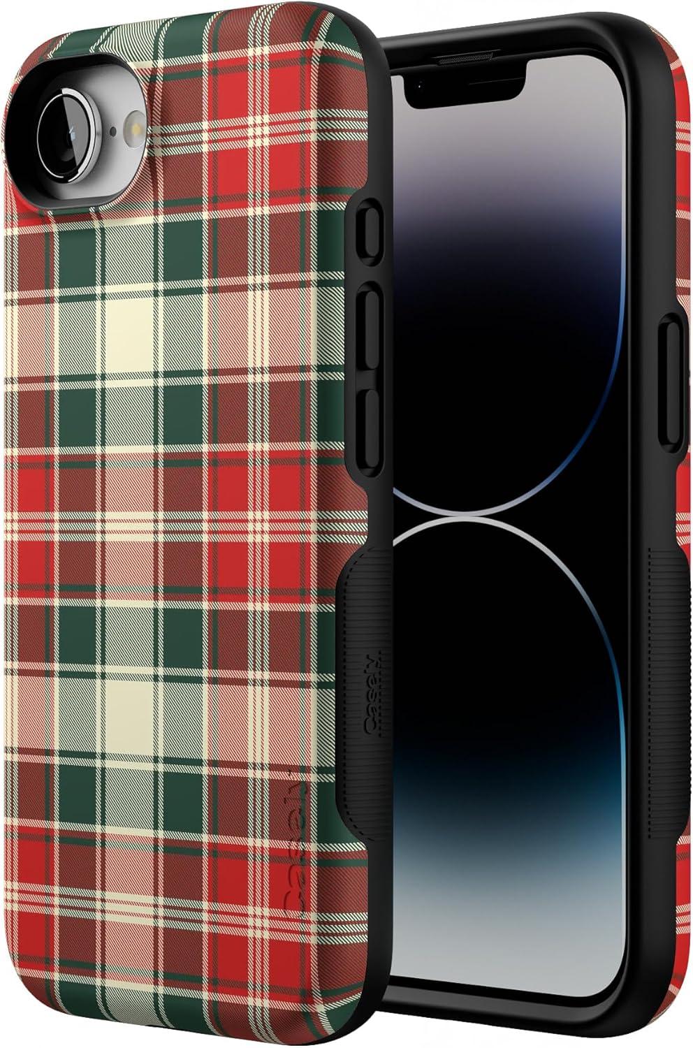 imageCasely iPhone 16e Case The Boyfriend Collection Army Green Bold Protective Design MagSafe Compatible DesignPlaid Proper Signature Plaid