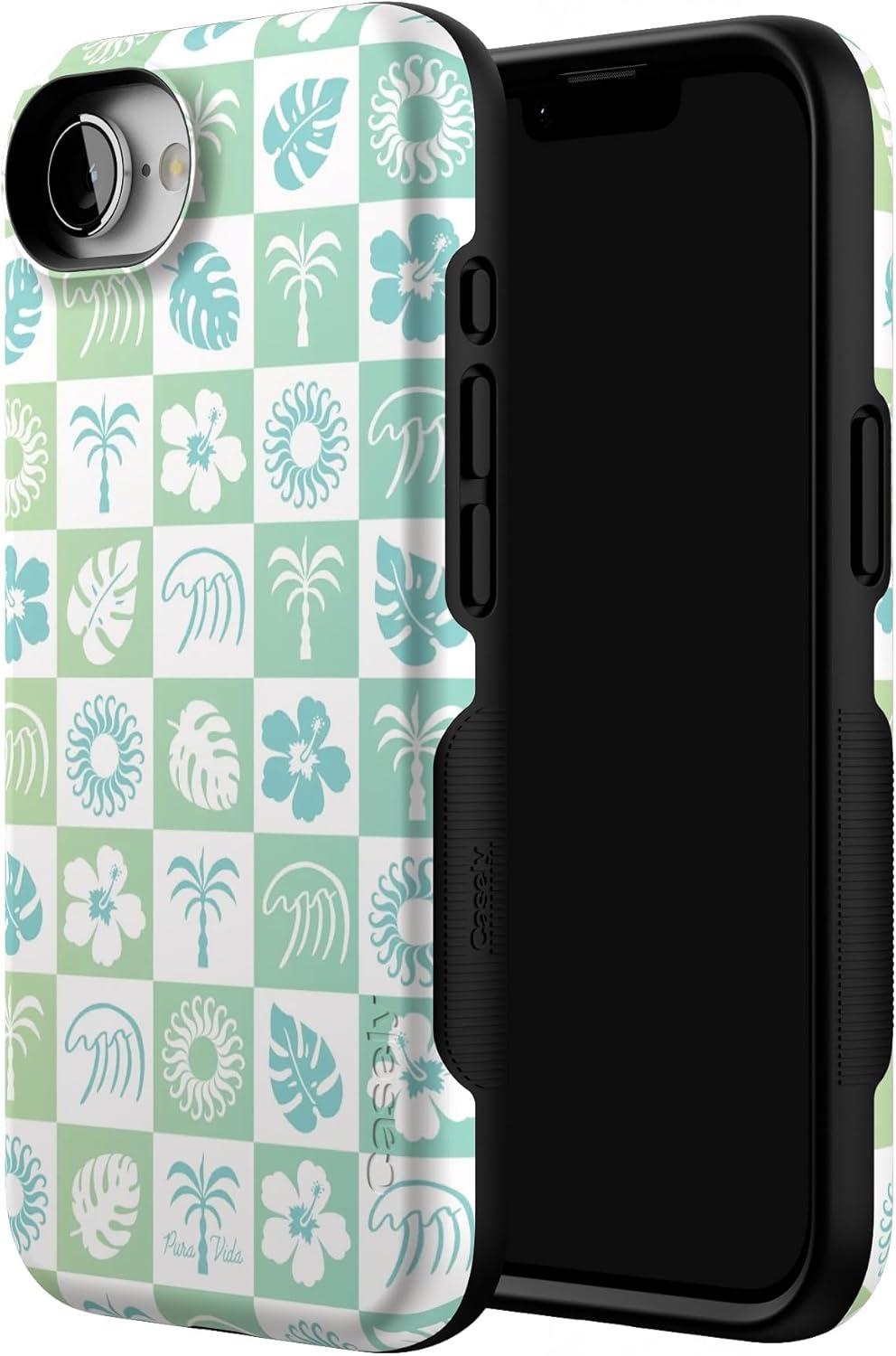 imageCasely iPhone 16e Case The Boyfriend Collection Army Green Bold Protective Design MagSafe Compatible DesignPura Vida Coastal Checkers