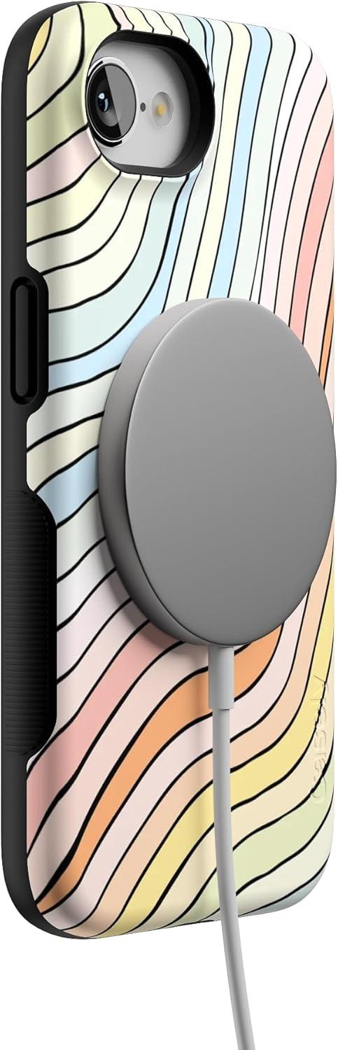 imageCasely iPhone 16e Case The Boyfriend Collection Army Green Bold Protective Design MagSafe Compatible DesignRide The Wave Pastel Rainbow Lined