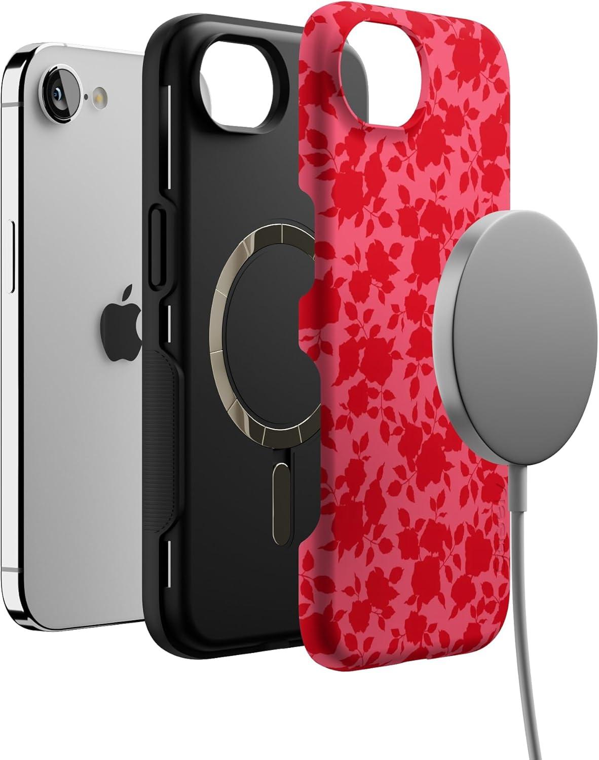 imageCasely iPhone 16e Case The Boyfriend Collection Army Green Bold Protective Design MagSafe Compatible DesignRose Garden Red Aesthetic