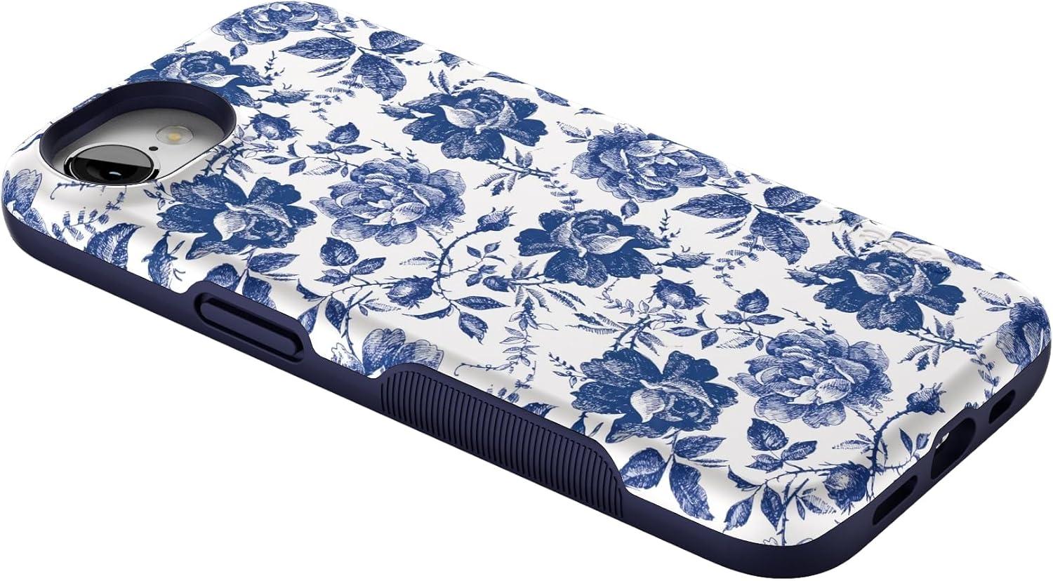 imageCasely iPhone 16e Case The Boyfriend Collection Army Green Bold Protective Design MagSafe Compatible DesignRose to Fame Blue White Rose Floral
