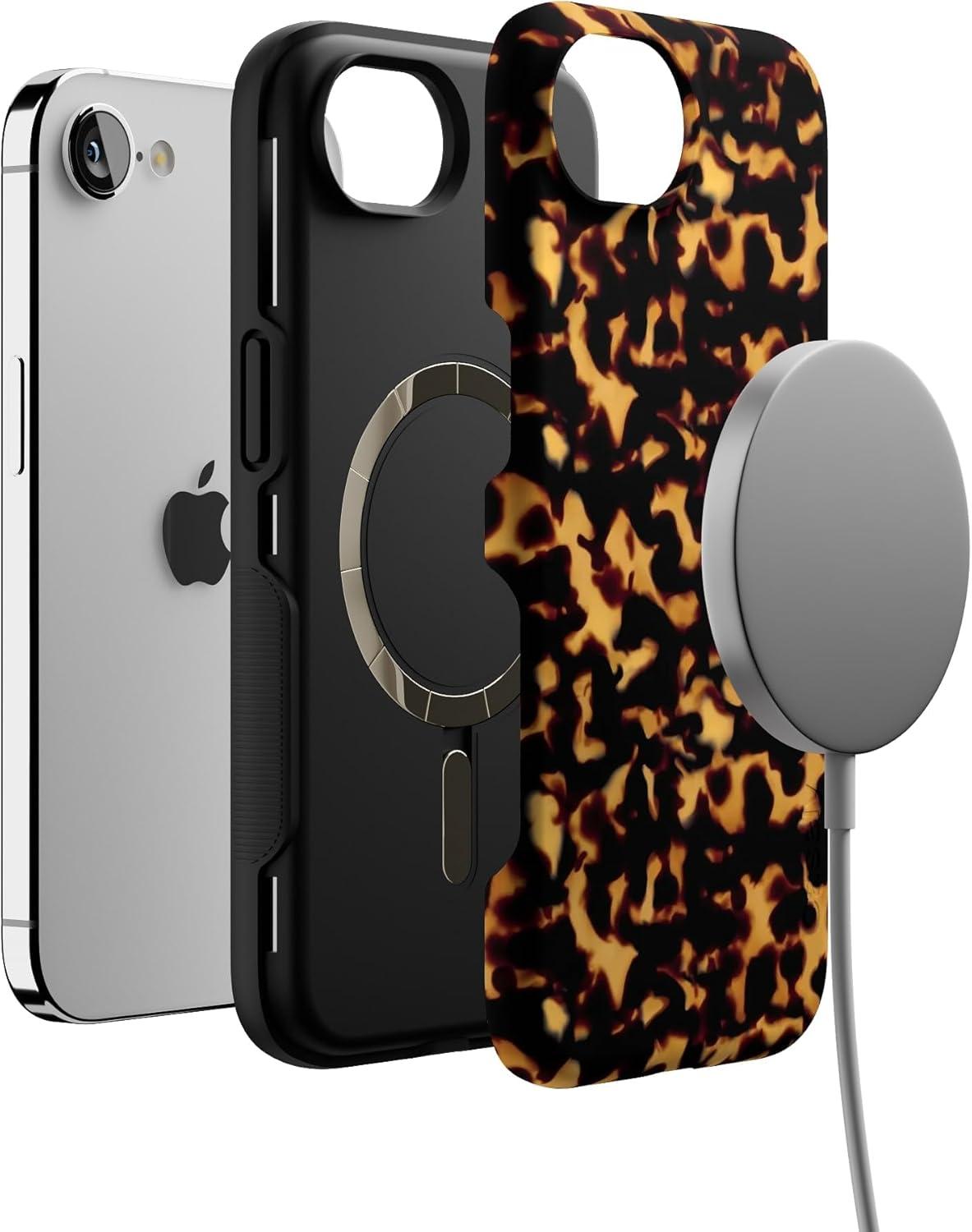 imageCasely iPhone 16e Case The Boyfriend Collection Army Green Bold Protective Design MagSafe Compatible DesignShell Shocked Tortoise Print
