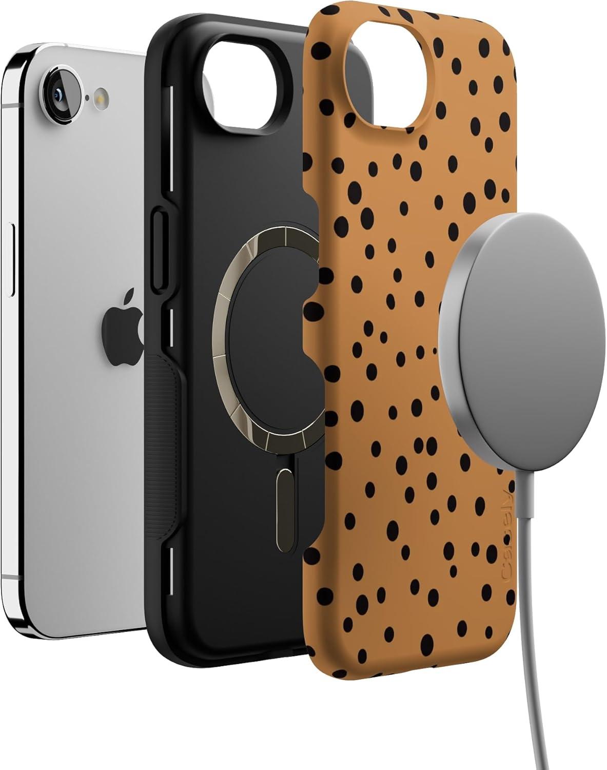 imageCasely iPhone 16e Case The Boyfriend Collection Army Green Bold Protective Design MagSafe Compatible DesignSpot On Dotted Animal