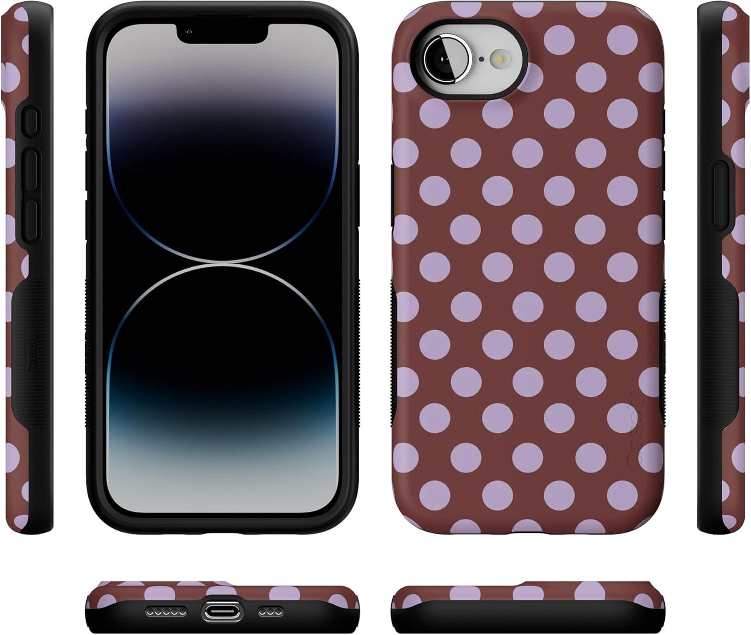 imageCasely iPhone 16e Case The Boyfriend Collection Army Green Bold Protective Design MagSafe Compatible DesignSpotted in SoHo Burgundy Polka Dot