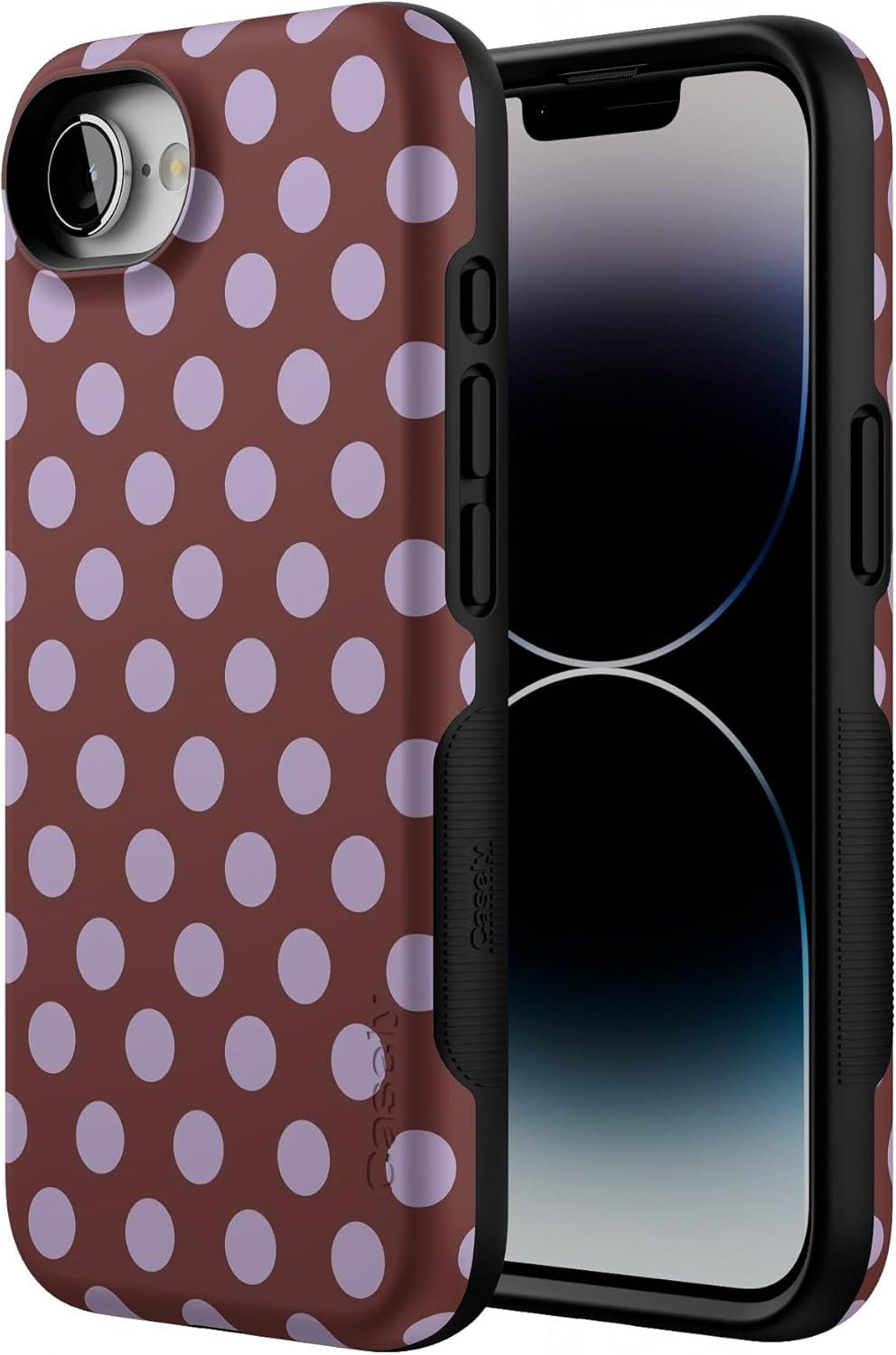 imageCasely iPhone 16e Case The Boyfriend Collection Army Green Bold Protective Design MagSafe Compatible DesignSpotted in SoHo Burgundy Polka Dot