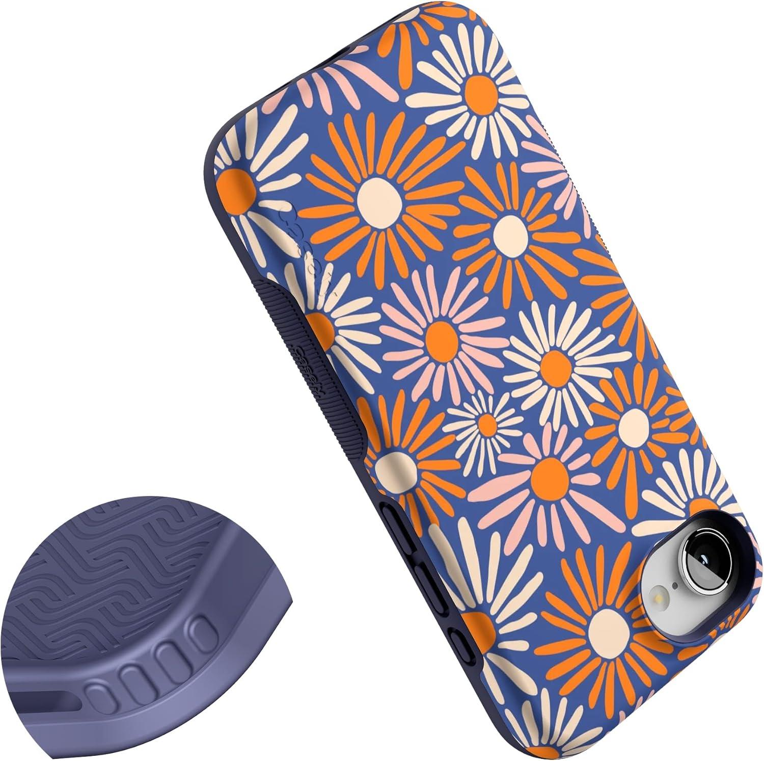 imageCasely iPhone 16e Case The Boyfriend Collection Army Green Bold Protective Design MagSafe Compatible DesignSpring Forward Daisy Floral