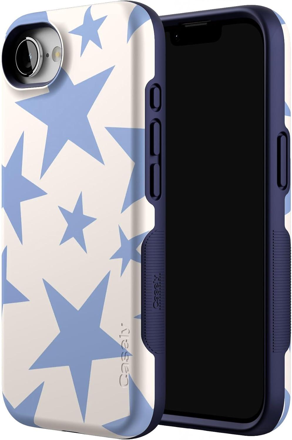 imageCasely iPhone 16e Case The Boyfriend Collection Army Green Bold Protective Design MagSafe Compatible DesignStars Align Blue White Stars