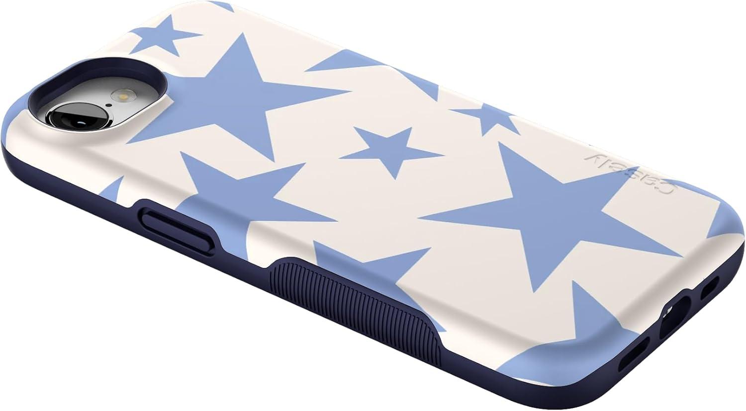 imageCasely iPhone 16e Case The Boyfriend Collection Army Green Bold Protective Design MagSafe Compatible DesignStars Align Blue White Stars