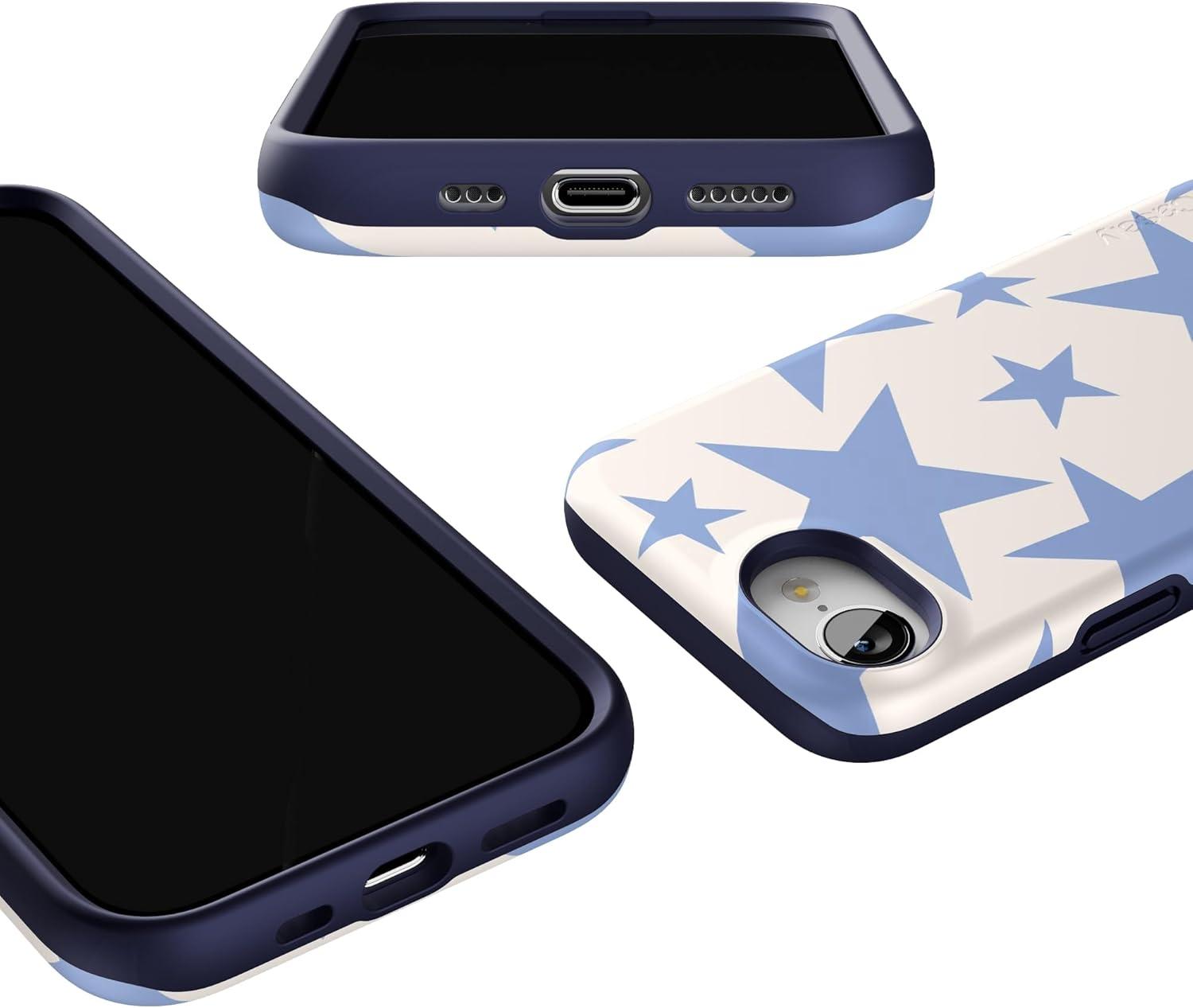 imageCasely iPhone 16e Case The Boyfriend Collection Army Green Bold Protective Design MagSafe Compatible DesignStars Align Blue White Stars