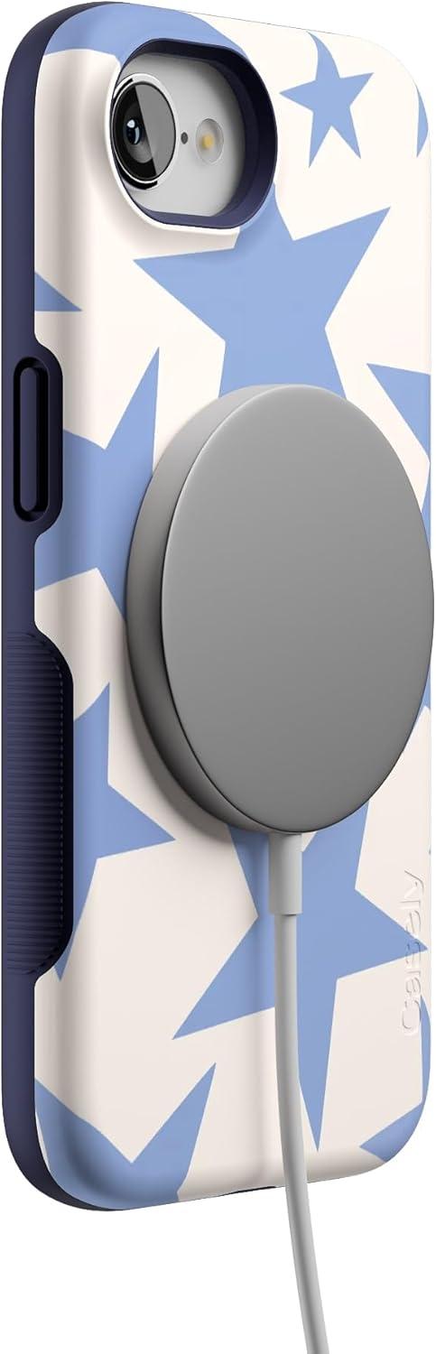 imageCasely iPhone 16e Case The Boyfriend Collection Army Green Bold Protective Design MagSafe Compatible DesignStars Align Blue White Stars