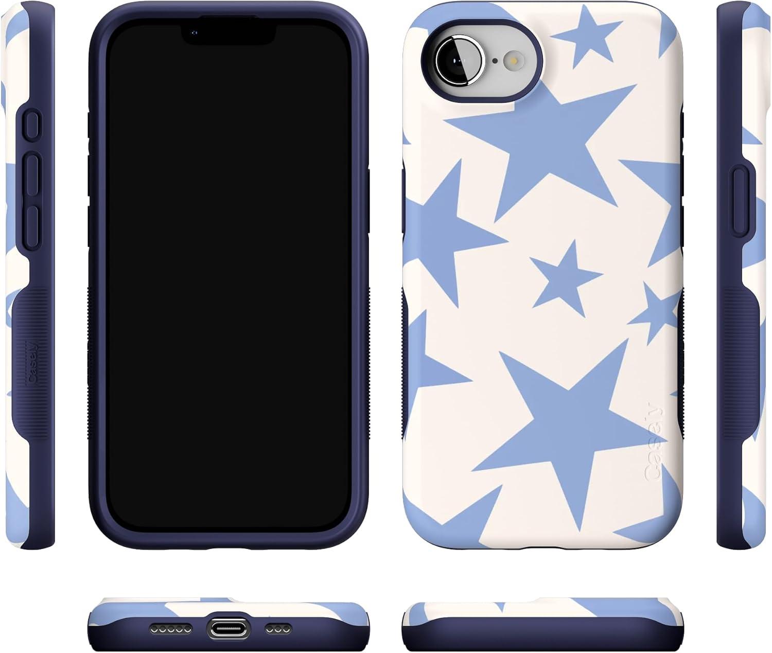 imageCasely iPhone 16e Case The Boyfriend Collection Army Green Bold Protective Design MagSafe Compatible DesignStars Align Blue White Stars