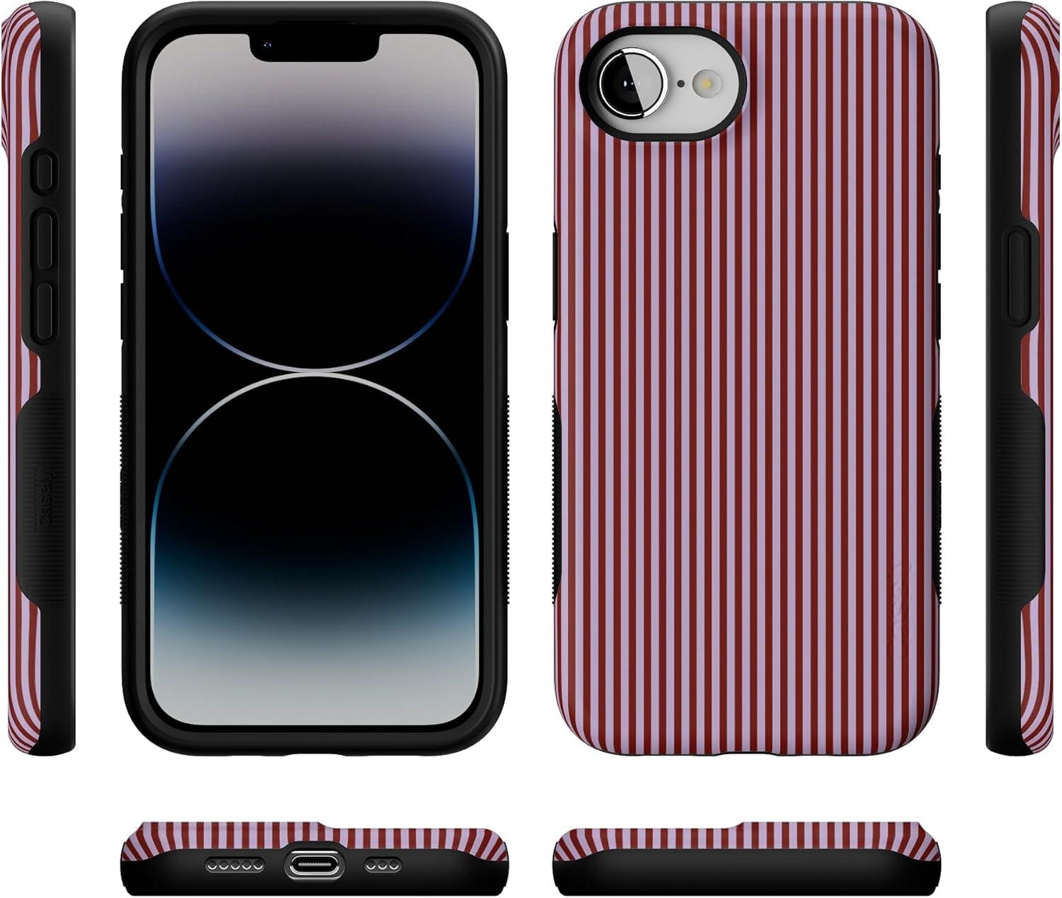 imageCasely iPhone 16e Case The Boyfriend Collection Army Green Bold Protective Design MagSafe Compatible DesignStripes and the City Tiny Pinstripe