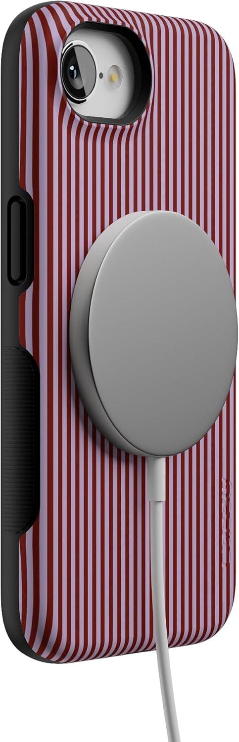 imageCasely iPhone 16e Case The Boyfriend Collection Army Green Bold Protective Design MagSafe Compatible DesignStripes and the City Tiny Pinstripe