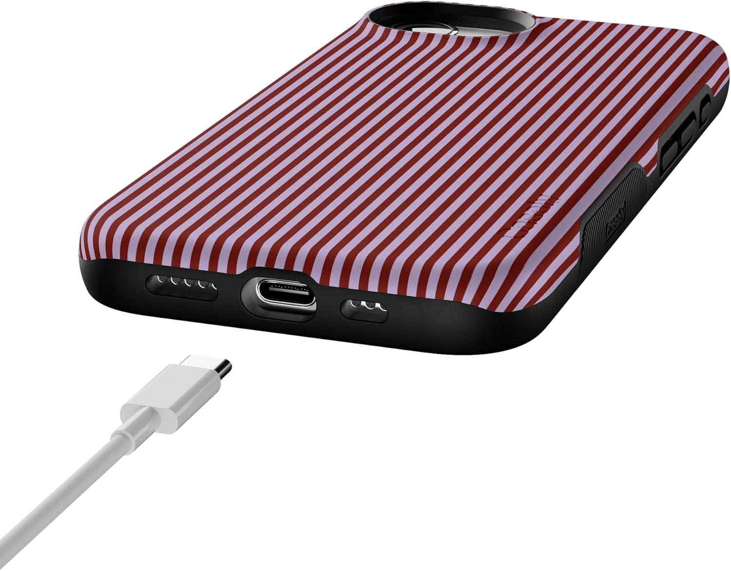 imageCasely iPhone 16e Case The Boyfriend Collection Army Green Bold Protective Design MagSafe Compatible DesignStripes and the City Tiny Pinstripe