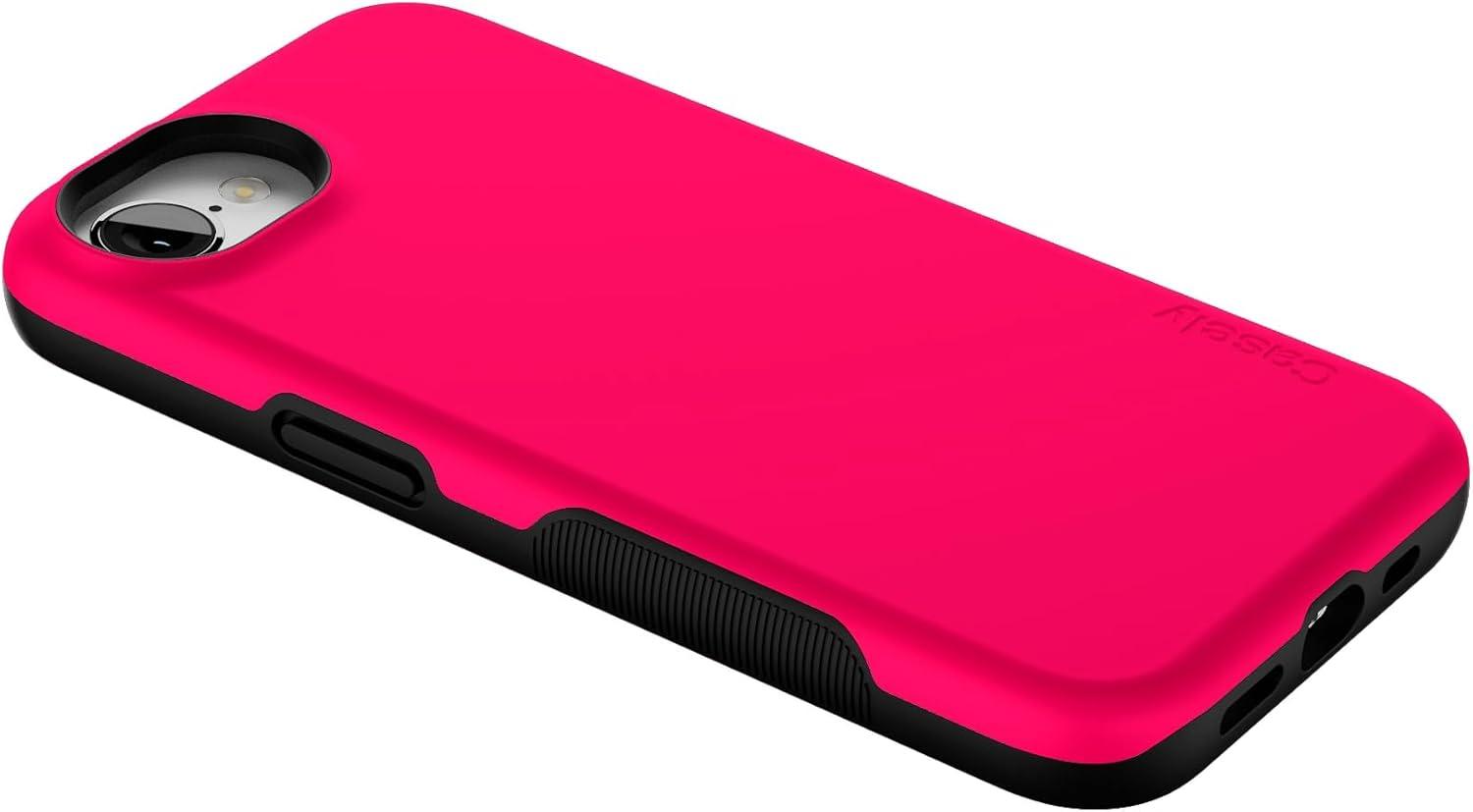 imageCasely iPhone 16e Case The Boyfriend Collection Army Green Bold Protective Design MagSafe Compatible DesignThink Pink Solid Neon Pink