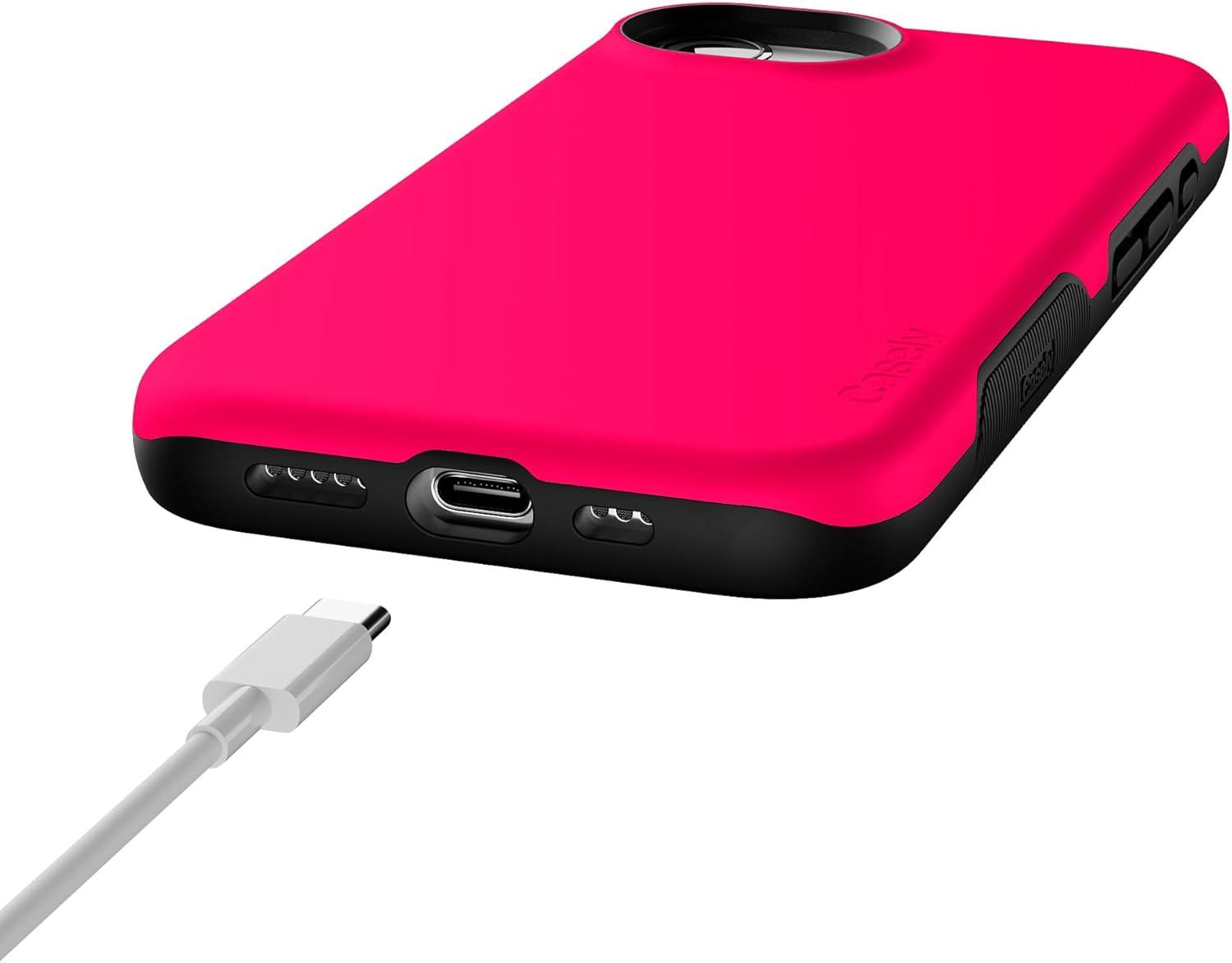 imageCasely iPhone 16e Case The Boyfriend Collection Army Green Bold Protective Design MagSafe Compatible DesignThink Pink Solid Neon Pink