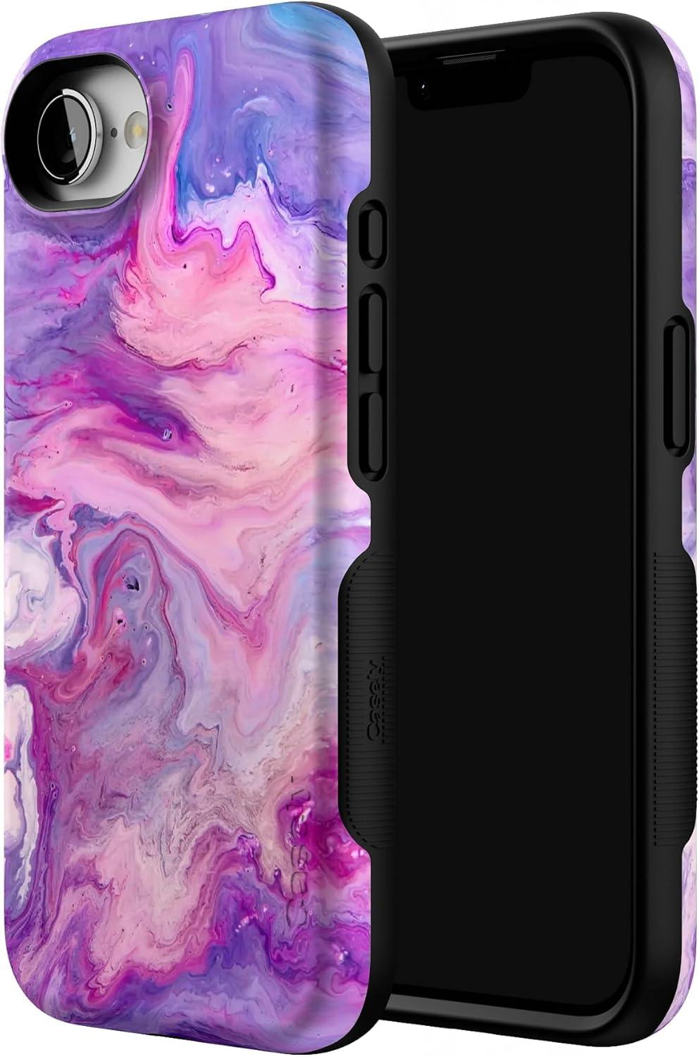 imageCasely iPhone 16e Case The Boyfriend Collection Army Green Bold Protective Design MagSafe Compatible DesignTie Dying Over You Purple Marble